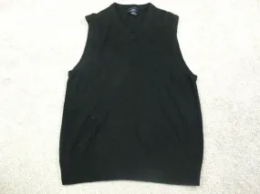 Dockers Womens Pullover Vest Knitted Sweater V Neck Solid Black Size Medium