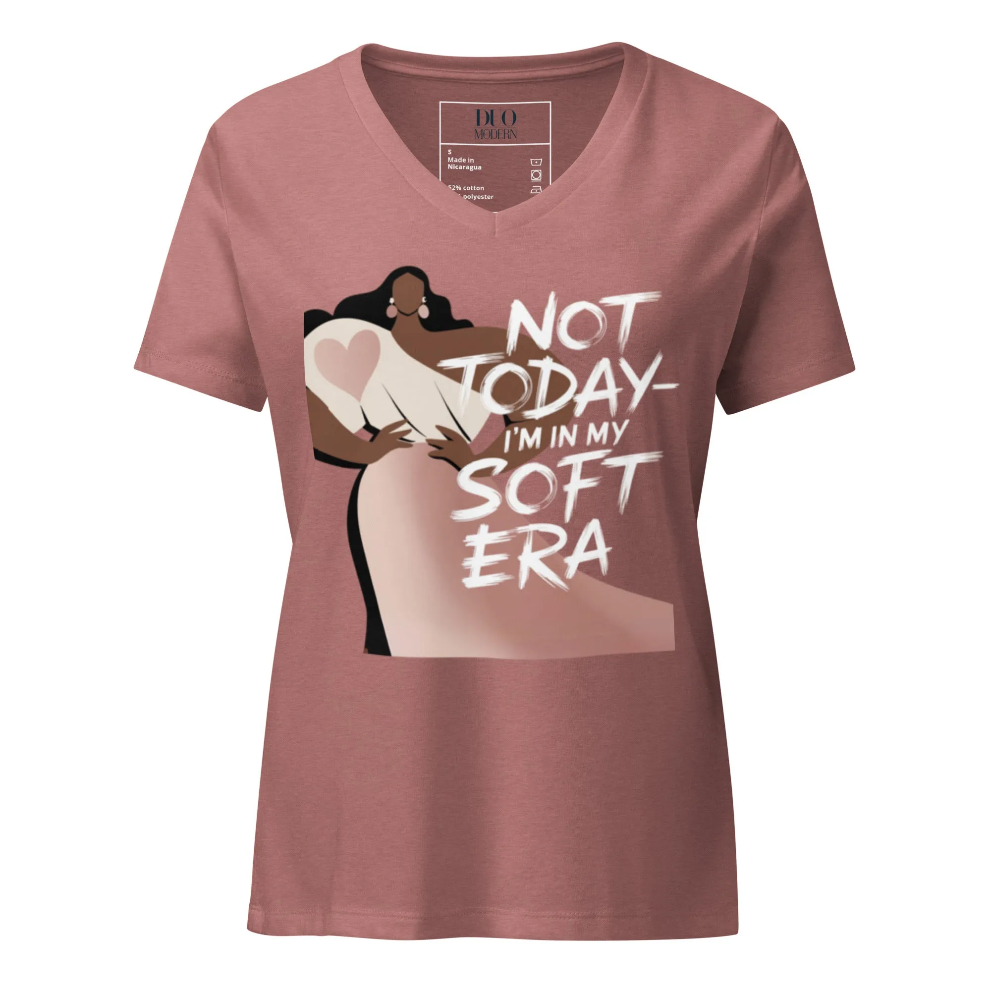DUO MODERN "Not Today—I'm In My Soft Era" Women's Relaxed V-Neck T-Shirt