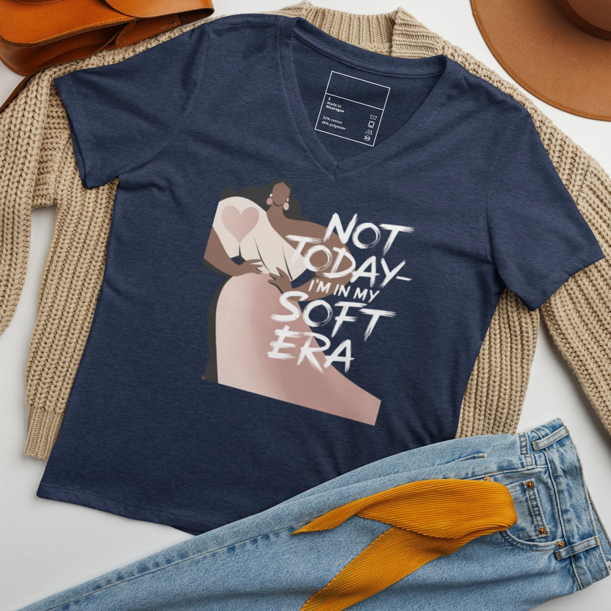 DUO MODERN "Not Today—I'm In My Soft Era" Women's Relaxed V-Neck T-Shirt