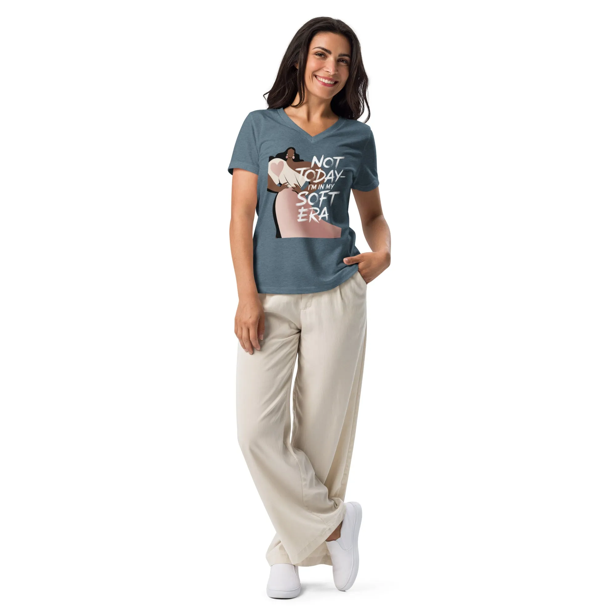 DUO MODERN "Not Today—I'm In My Soft Era" Women's Relaxed V-Neck T-Shirt