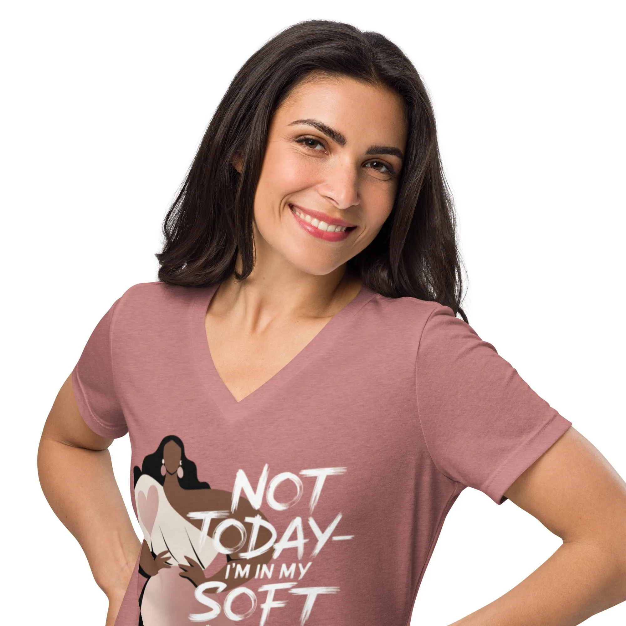 DUO MODERN "Not Today—I'm In My Soft Era" Women's Relaxed V-Neck T-Shirt