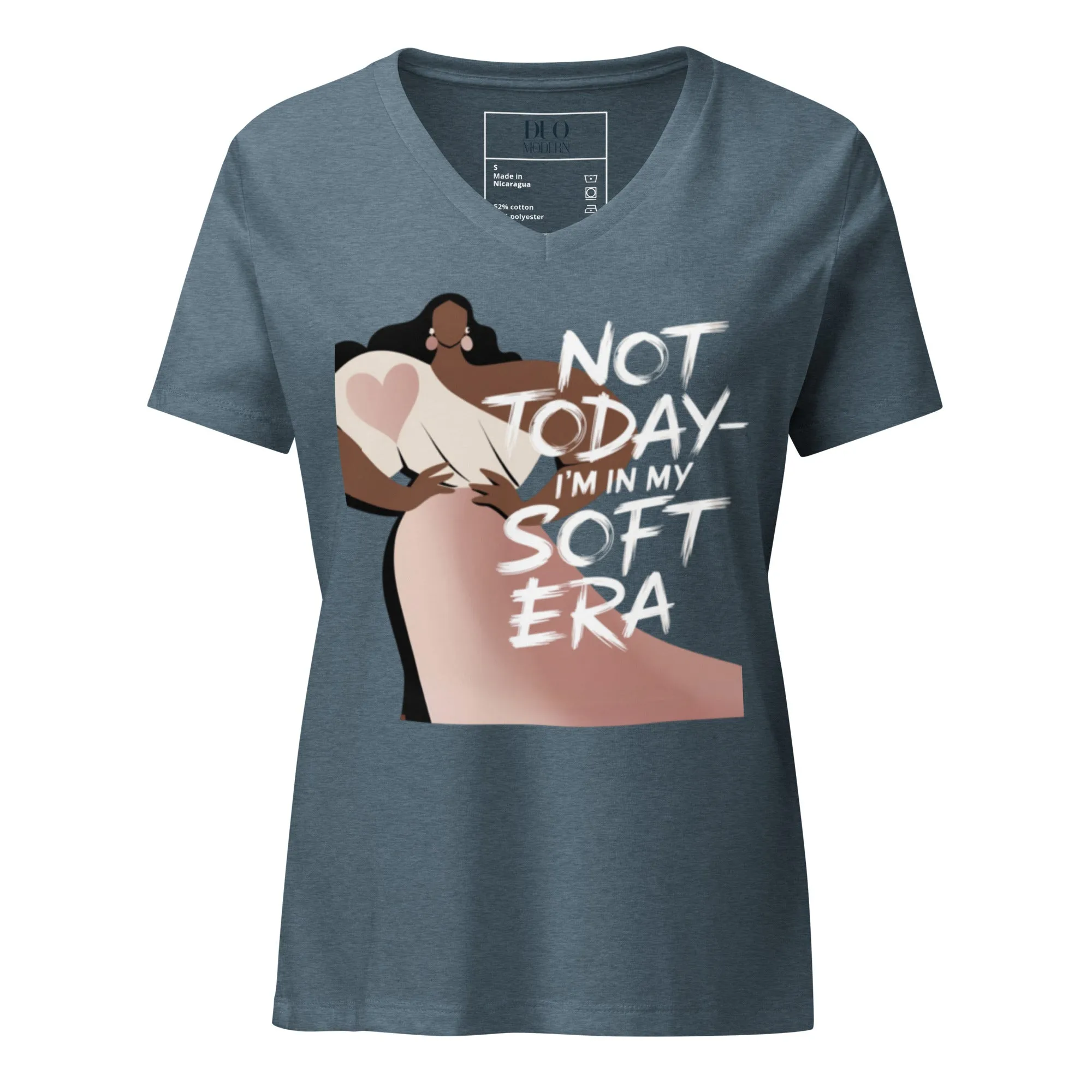 DUO MODERN "Not Today—I'm In My Soft Era" Women's Relaxed V-Neck T-Shirt