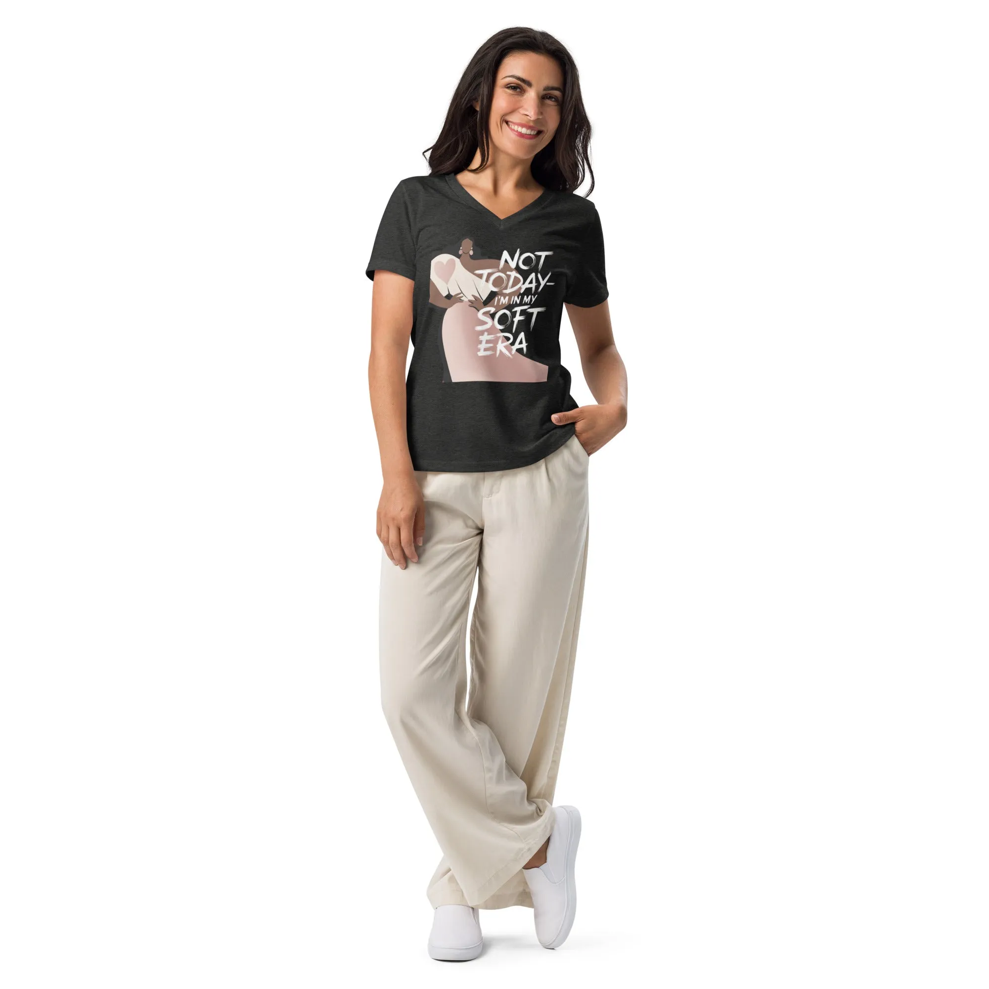 DUO MODERN "Not Today—I'm In My Soft Era" Women's Relaxed V-Neck T-Shirt