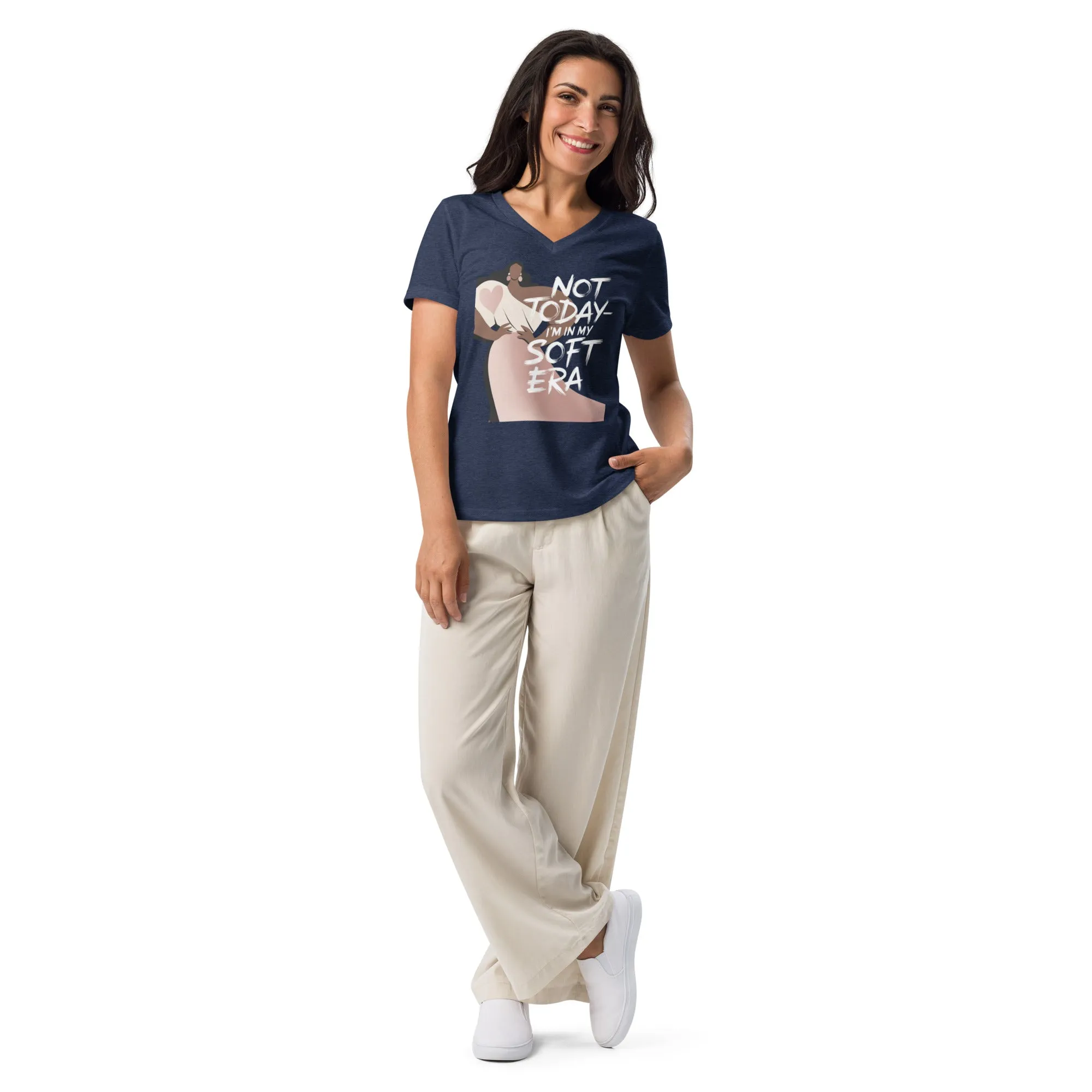 DUO MODERN "Not Today—I'm In My Soft Era" Women's Relaxed V-Neck T-Shirt