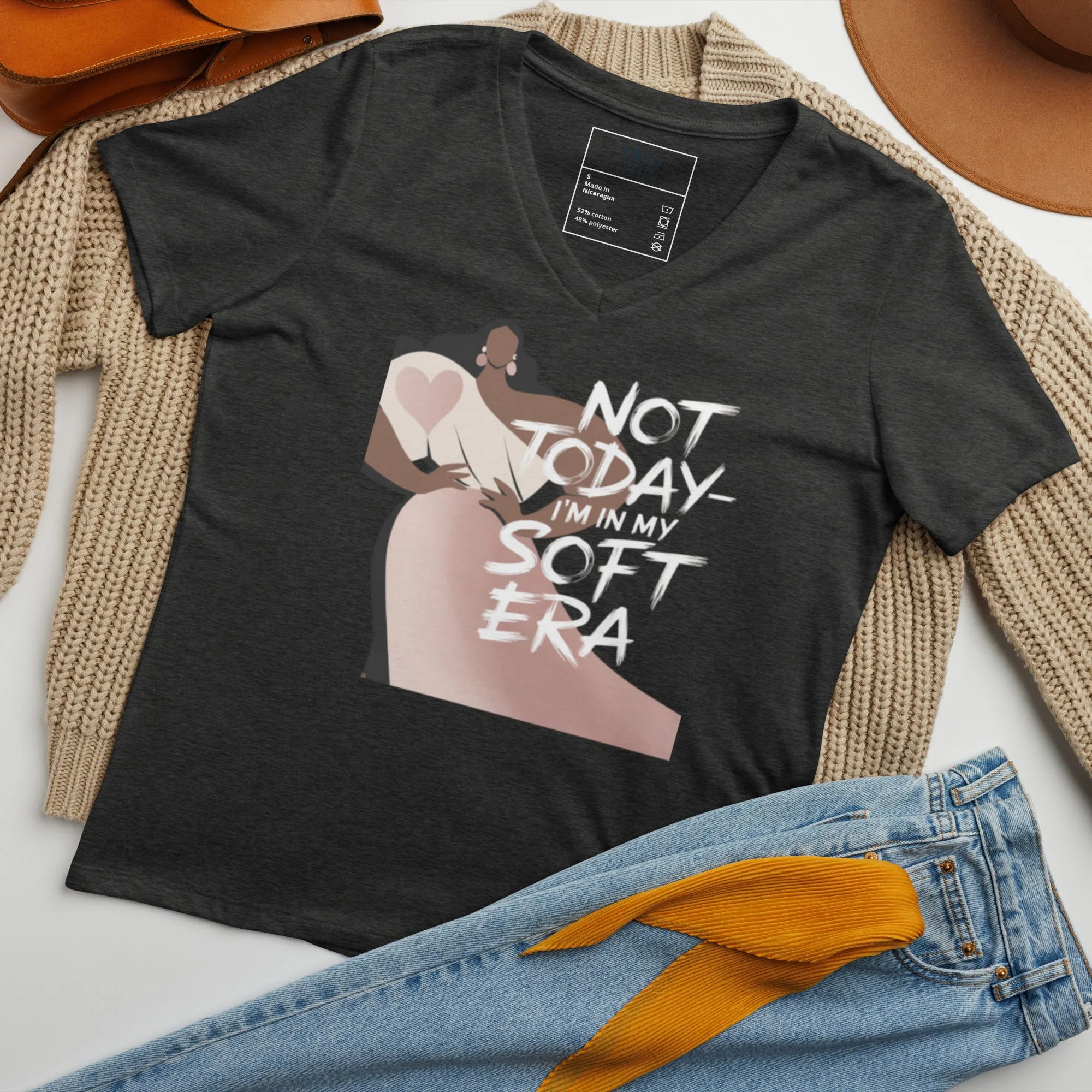 DUO MODERN "Not Today—I'm In My Soft Era" Women's Relaxed V-Neck T-Shirt