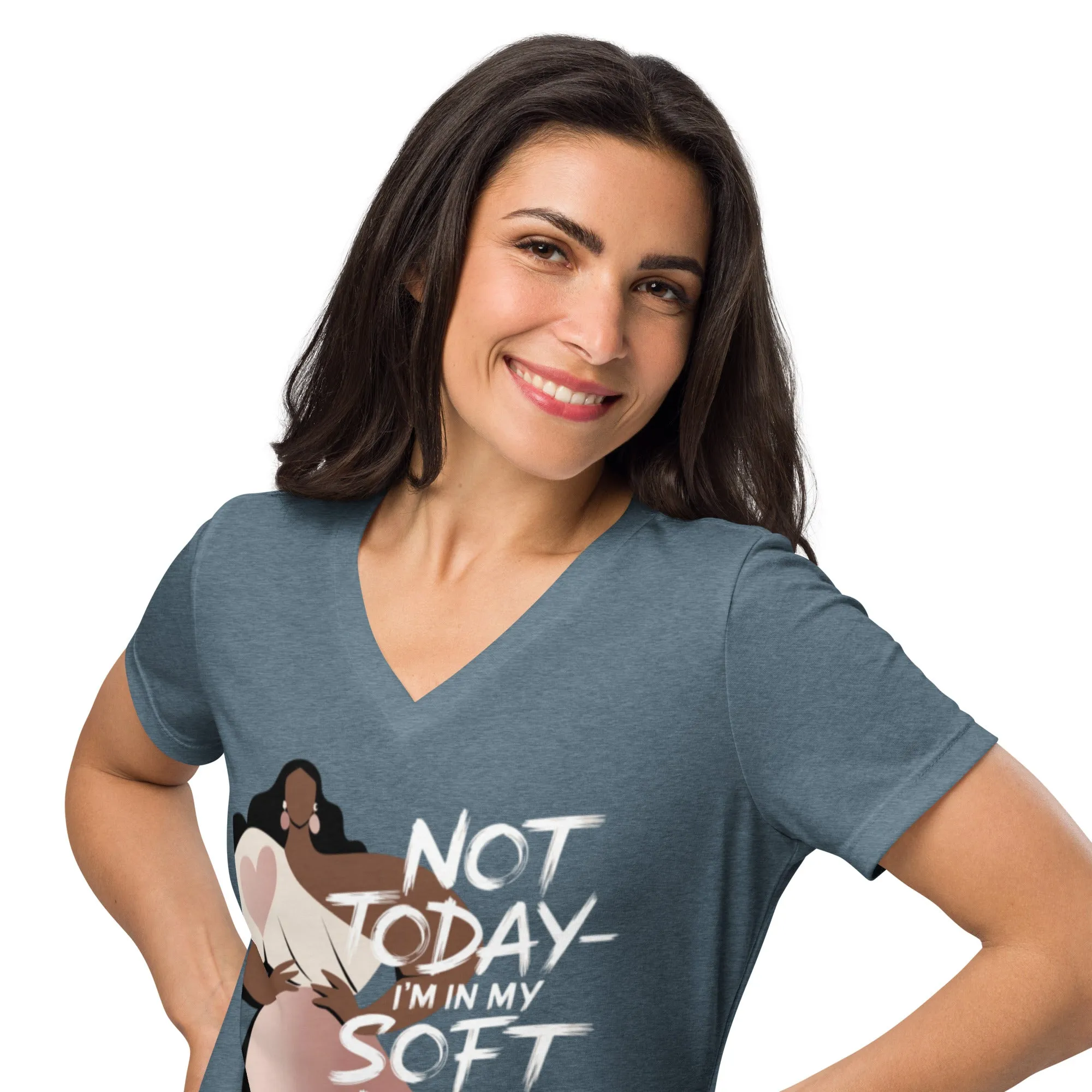 DUO MODERN "Not Today—I'm In My Soft Era" Women's Relaxed V-Neck T-Shirt