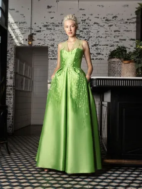 Embellished Pleated Gown