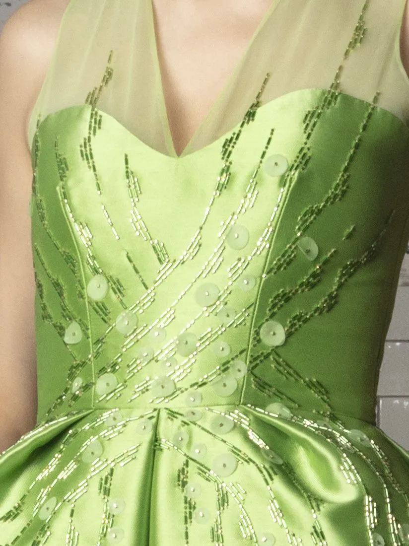 Embellished Pleated Gown
