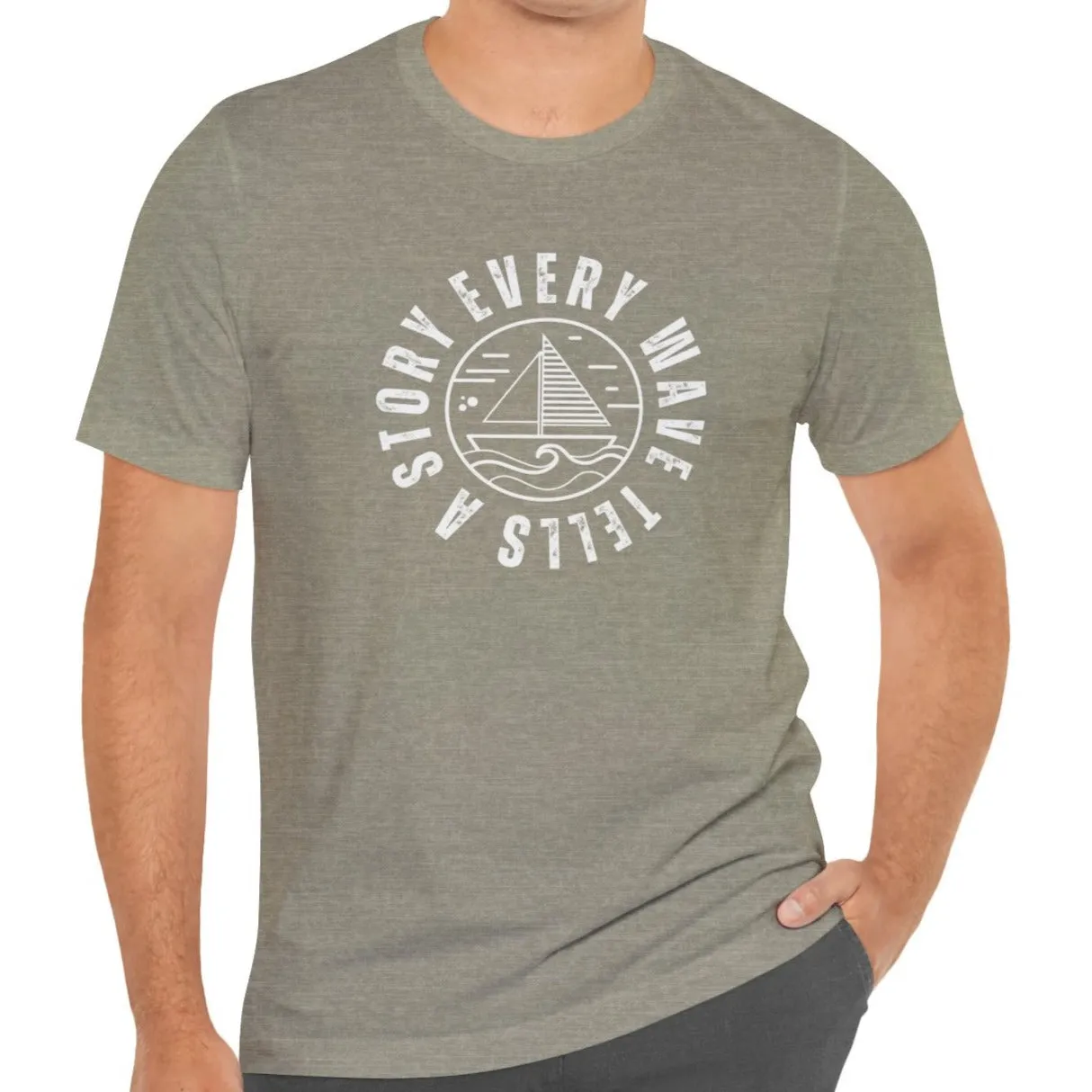 Every Wave Tells a Story Men's Bella Canvas Tee - Coastal Narrative Comfort