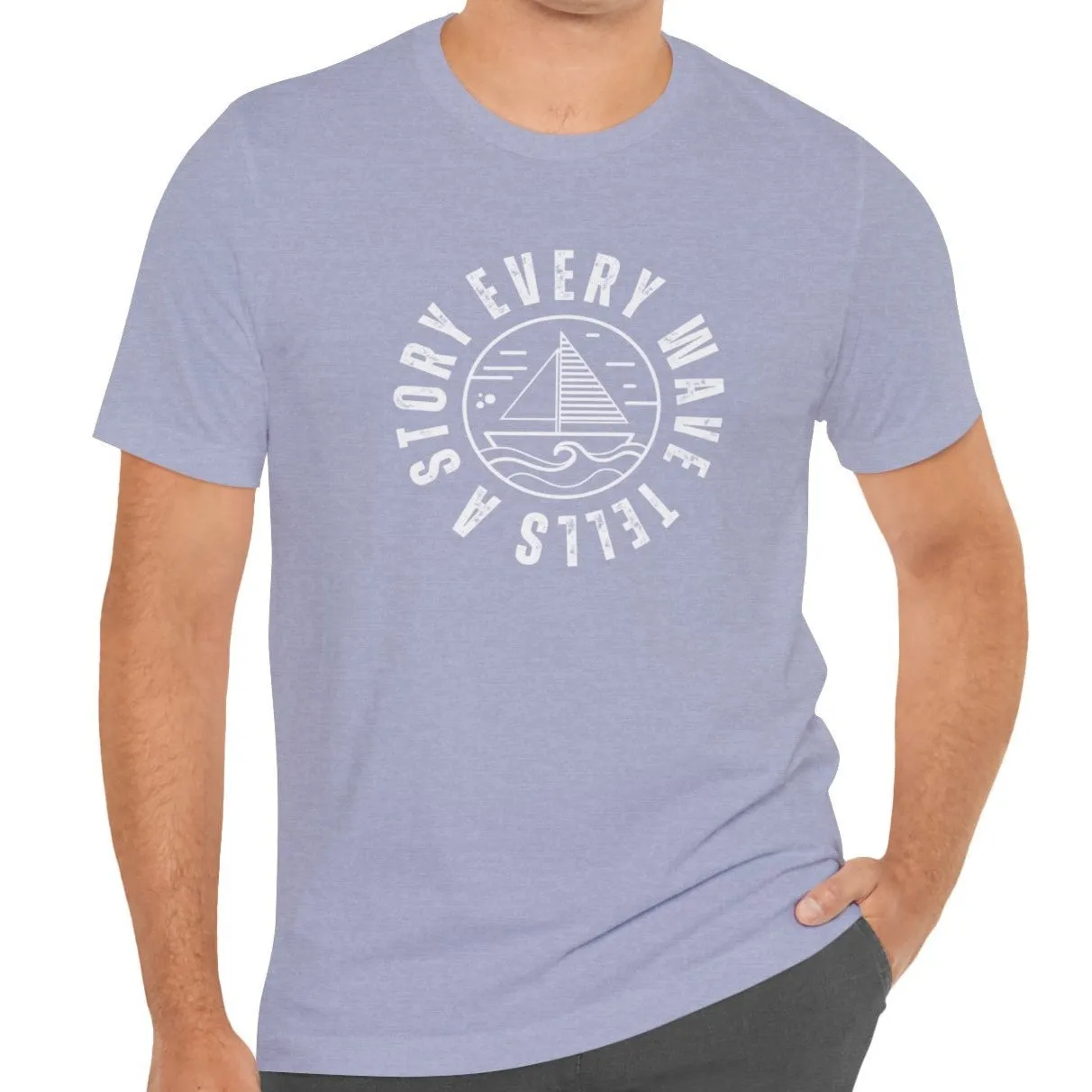 Every Wave Tells a Story Men's Bella Canvas Tee - Coastal Narrative Comfort