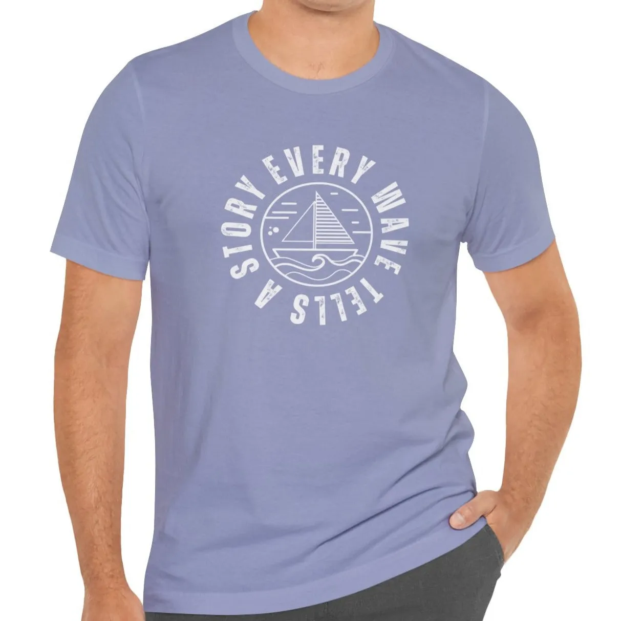Every Wave Tells a Story Men's Bella Canvas Tee - Coastal Narrative Comfort