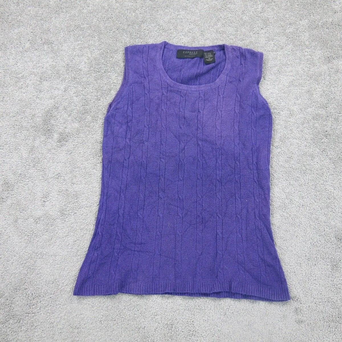 Express Women Vest Sweater Knitted Stretch Crew Neck Sleeveless Purple Size M