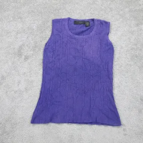 Express Women Vest Sweater Knitted Stretch Crew Neck Sleeveless Purple Size M