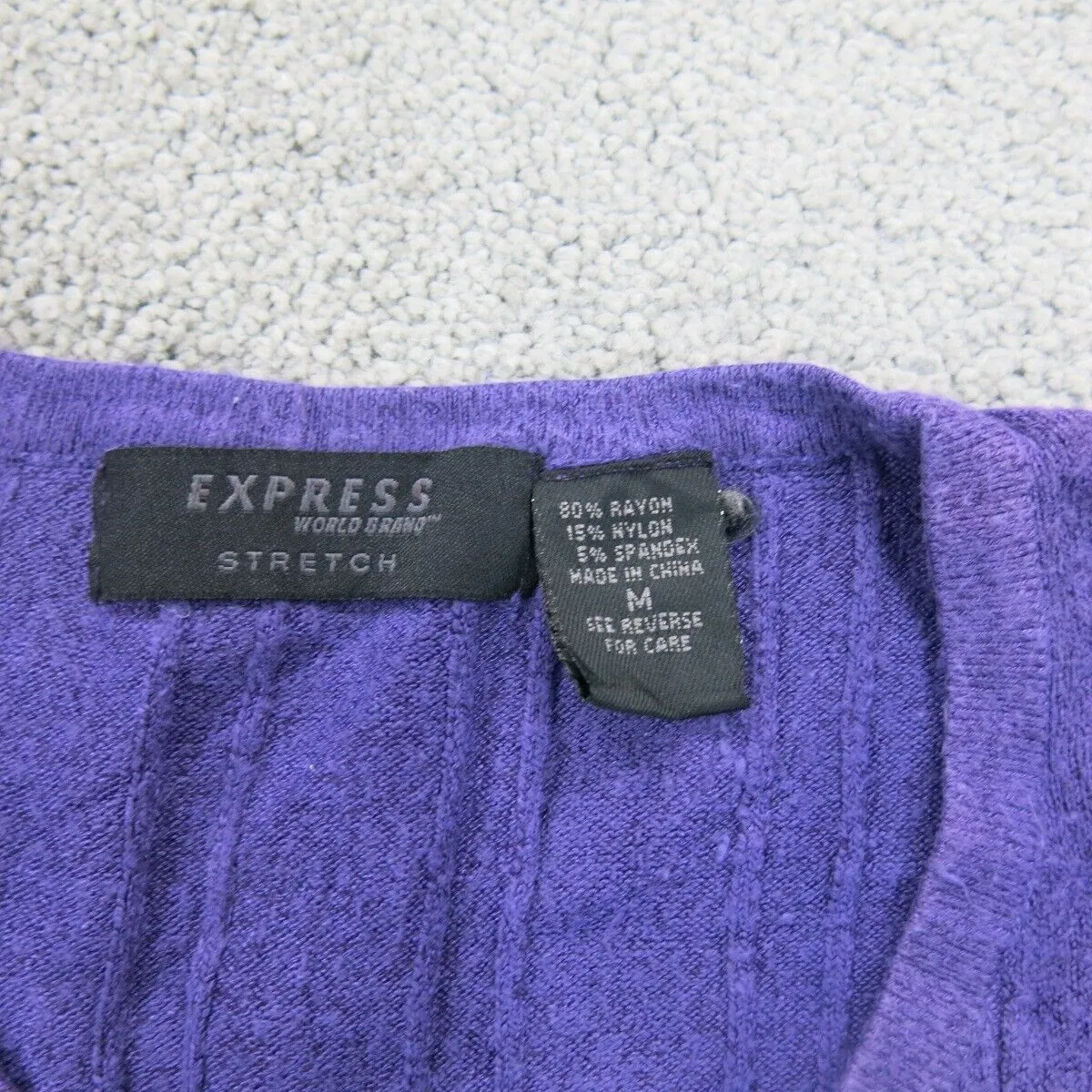 Express Women Vest Sweater Knitted Stretch Crew Neck Sleeveless Purple Size M