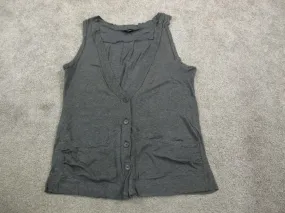 Express Womens Vest Cardigan Sweater Knitted Sleeveless Dark Gray Size Small