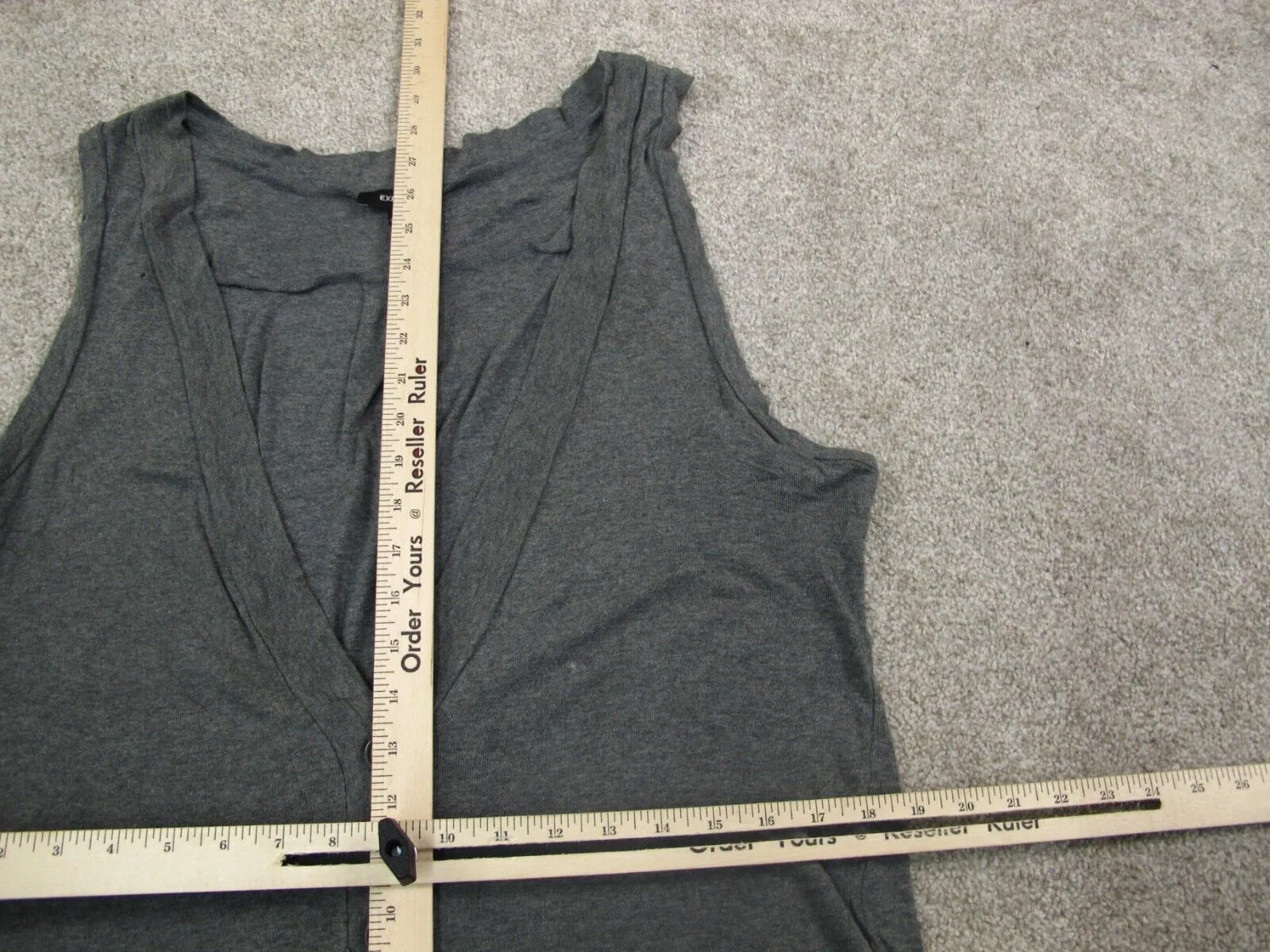 Express Womens Vest Cardigan Sweater Knitted Sleeveless Dark Gray Size Small