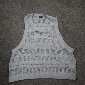 Express Womens Vest Sweater Knitted Round Neck Sleeveless Light Gray Size Medium