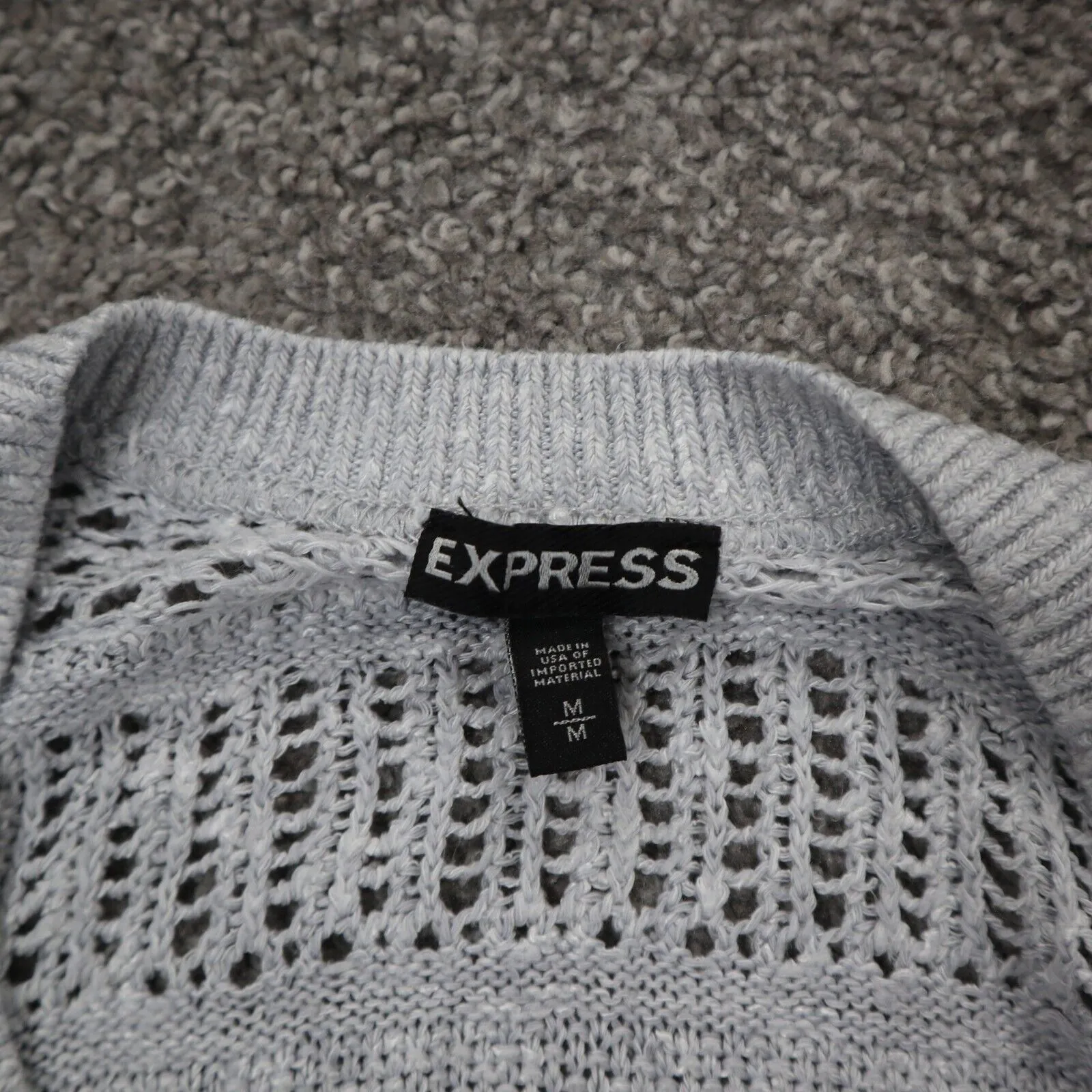 Express Womens Vest Sweater Knitted Round Neck Sleeveless Light Gray Size Medium