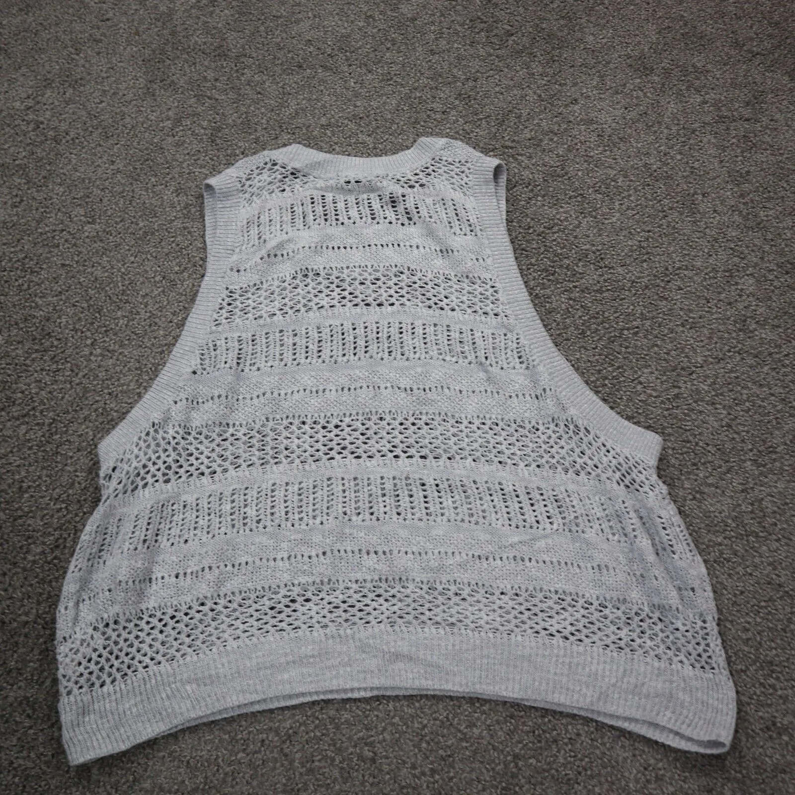 Express Womens Vest Sweater Knitted Round Neck Sleeveless Light Gray Size Medium