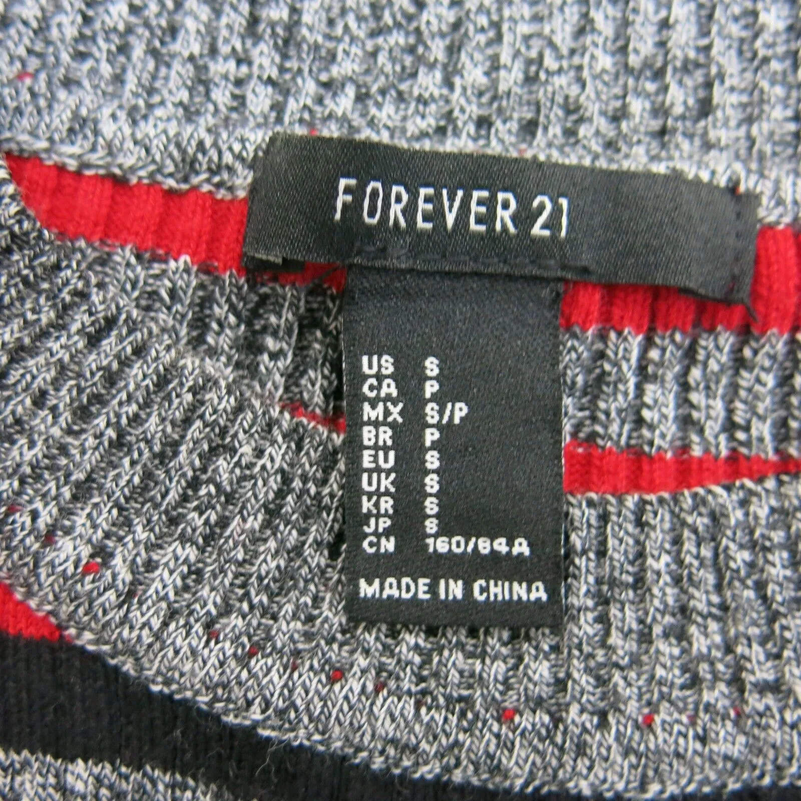 Forever 21 Womens Vest Knitted Striped Sweater Sleeveless Gray Red Size Small