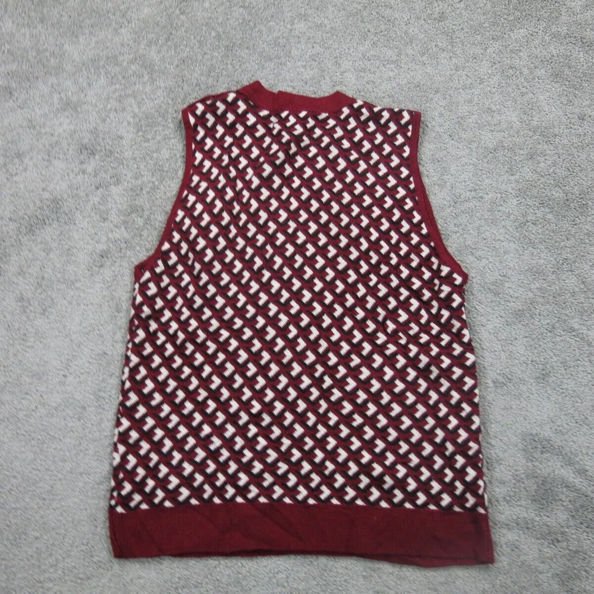 Forever 21 Womens Vest Sweater Knitted Sleeveless Crew Neck Red White Size Large