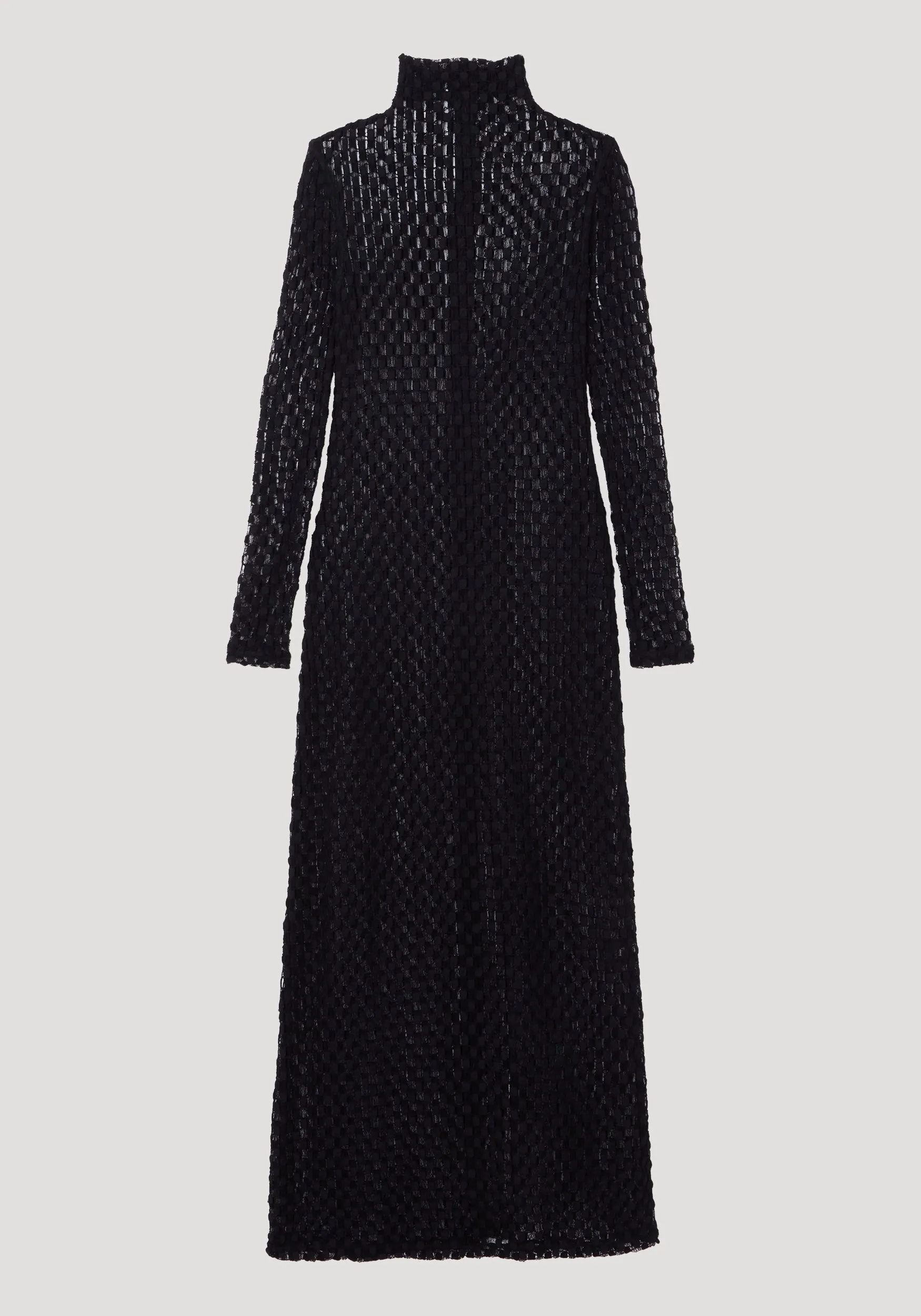Geometrical lace turtleneck dress | black