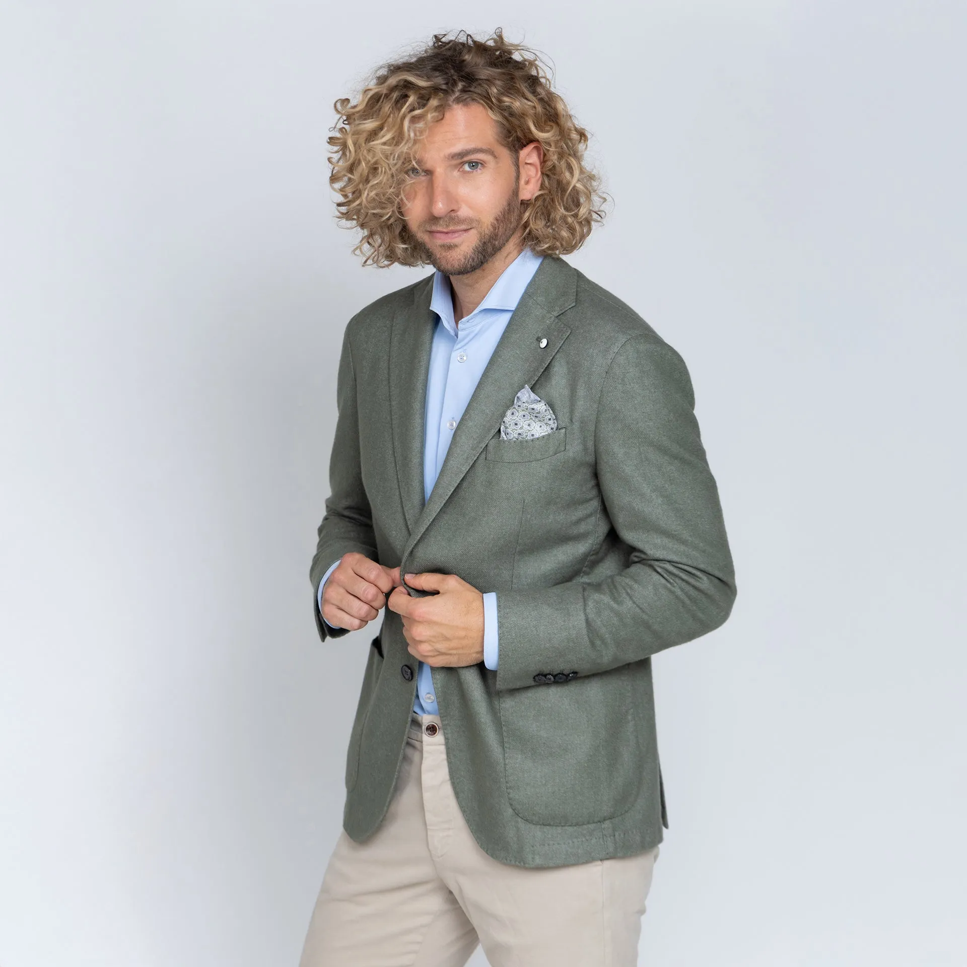 Green Wool-Cashmere Unconstructed Contemporary Fit Sport Jacket - L.B.M. 1911