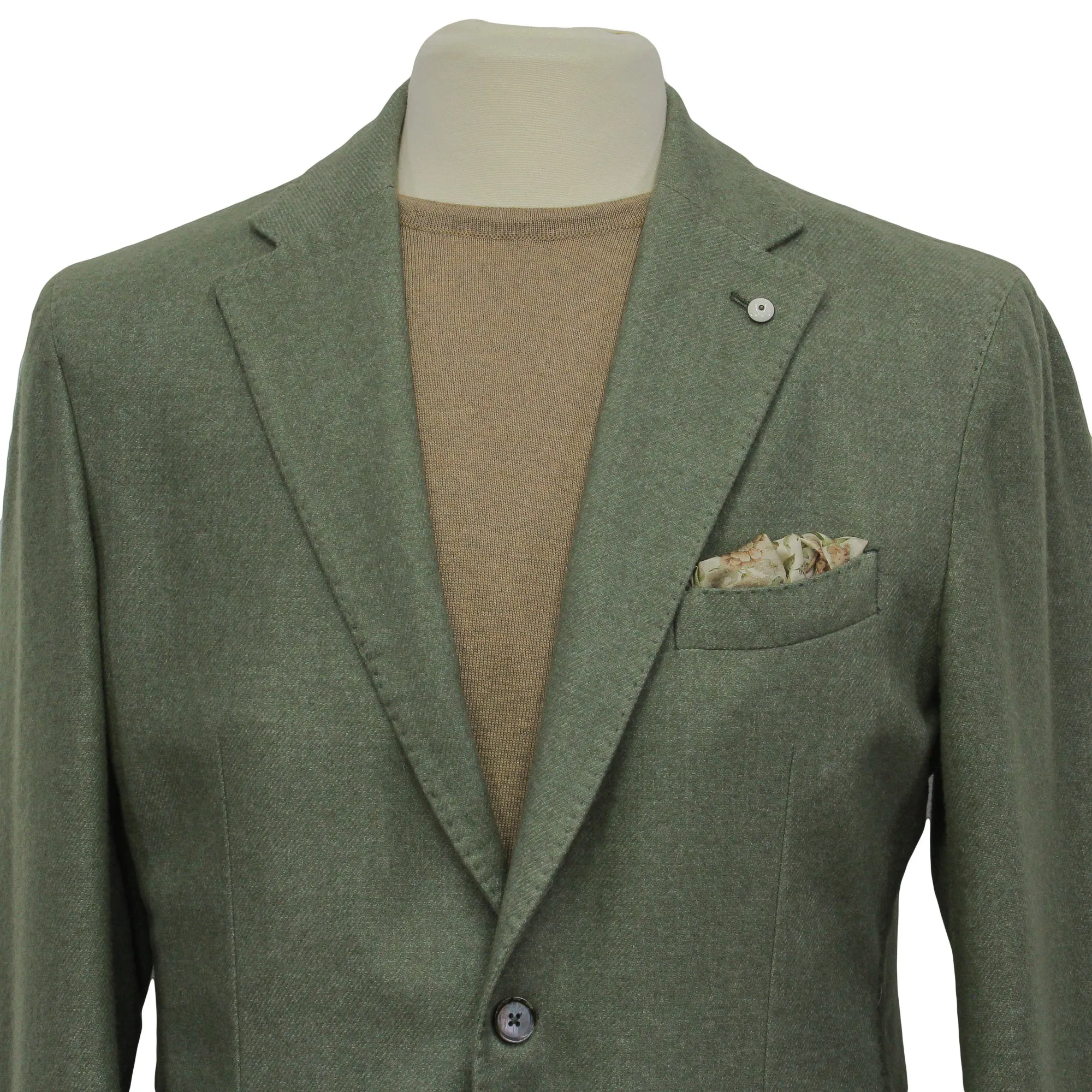 Green Wool-Cashmere Unconstructed Contemporary Fit Sport Jacket - L.B.M. 1911