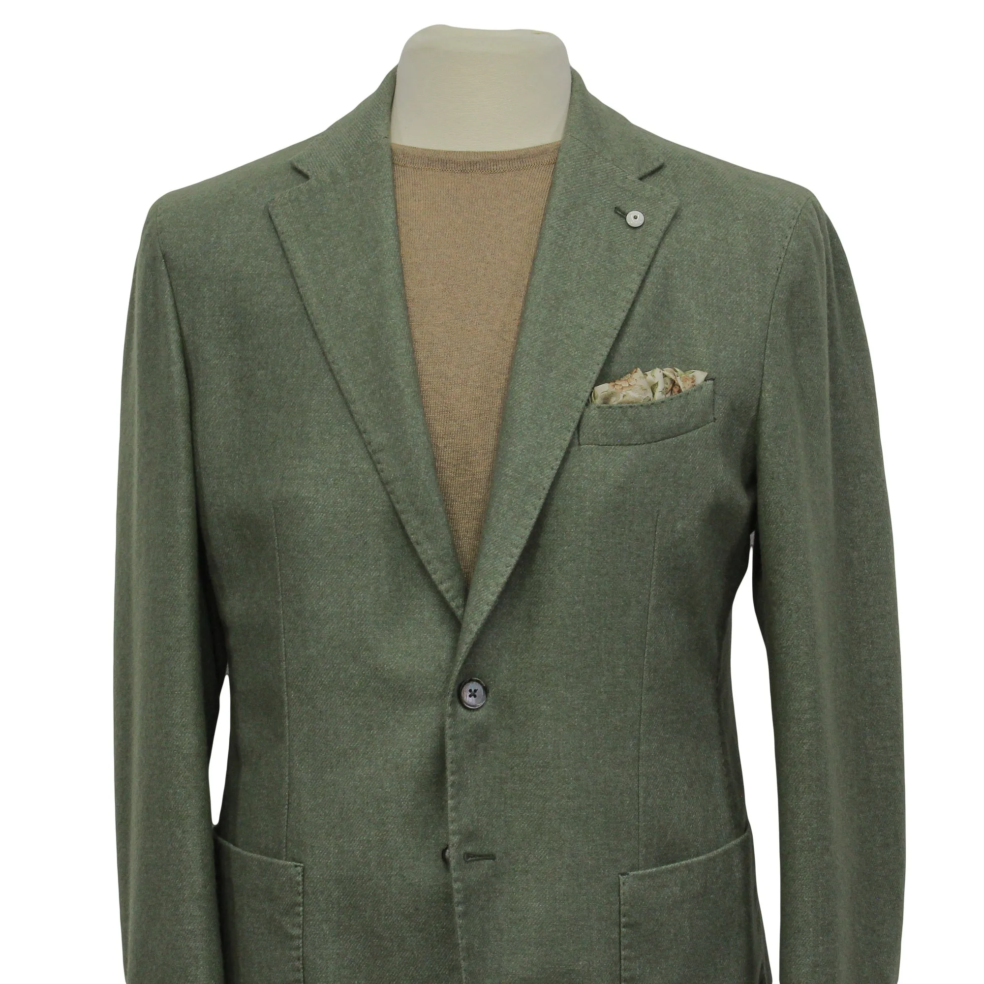 Green Wool-Cashmere Unconstructed Contemporary Fit Sport Jacket - L.B.M. 1911