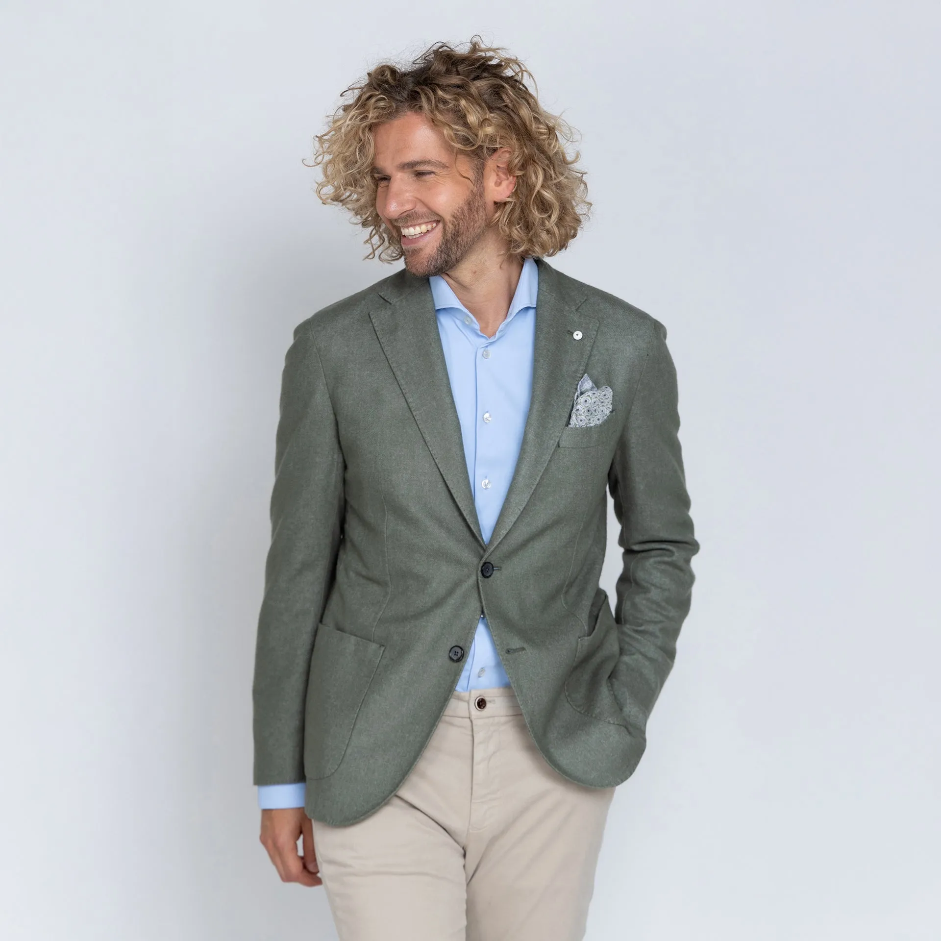 Green Wool-Cashmere Unconstructed Contemporary Fit Sport Jacket - L.B.M. 1911