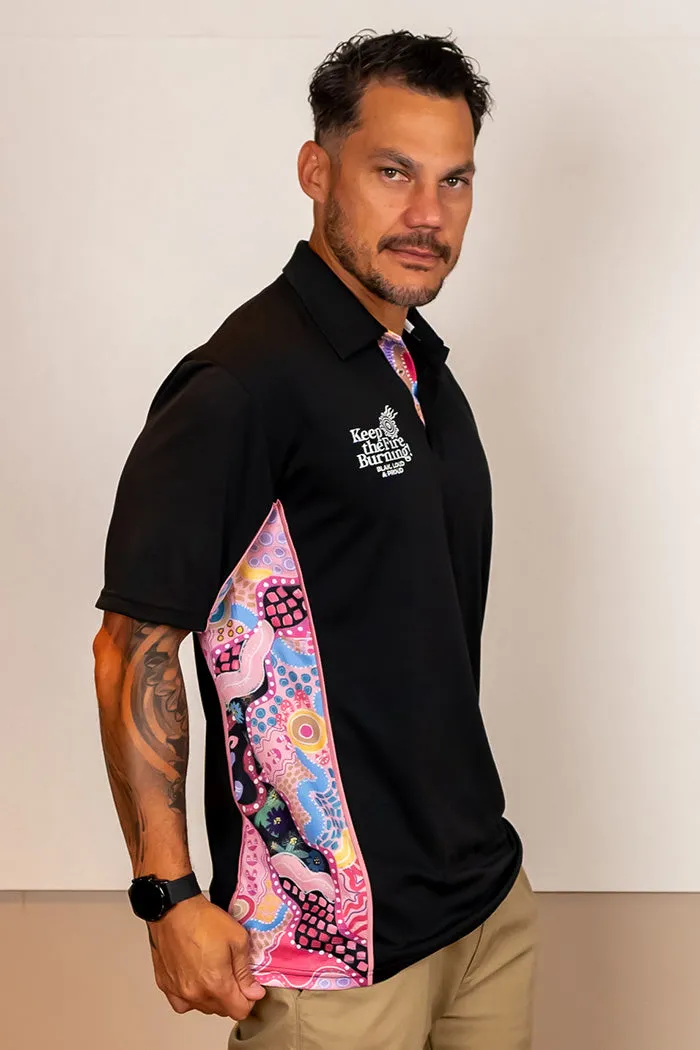 Guiding Light NAIDOC 2024 Black Bamboo (Simpson) Unisex Polo Shirt
