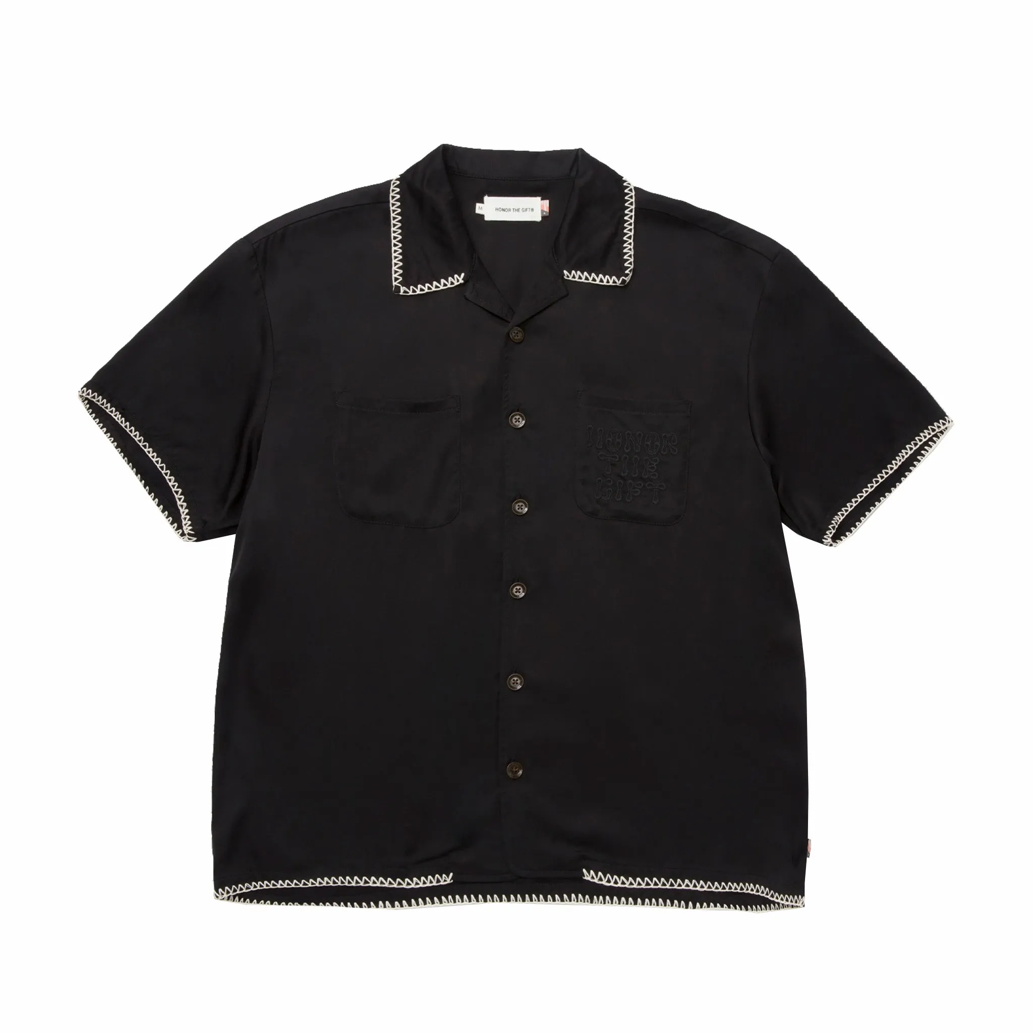Honor The Gift Blanket Stitch Woven Shirt (Black)