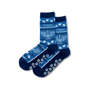 HOTSOX Women's Happy Hanukkah Non Skid Crew Socks