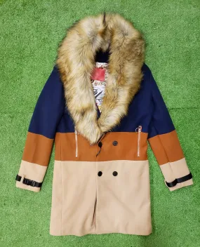HUDSON FUR 3 TONE OVERCOAT (BLUE)