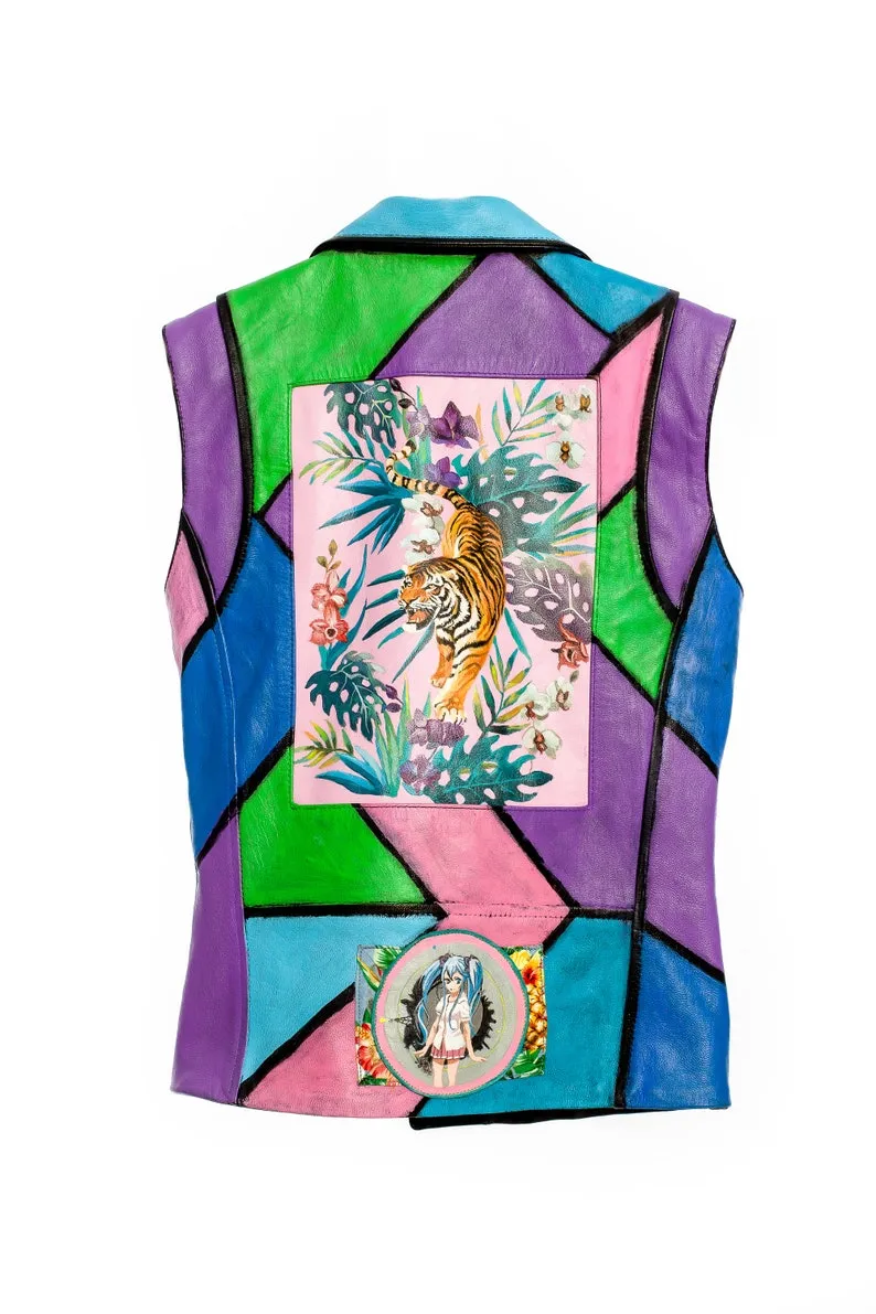 HYPHY COLOR Hand Painted leather vest