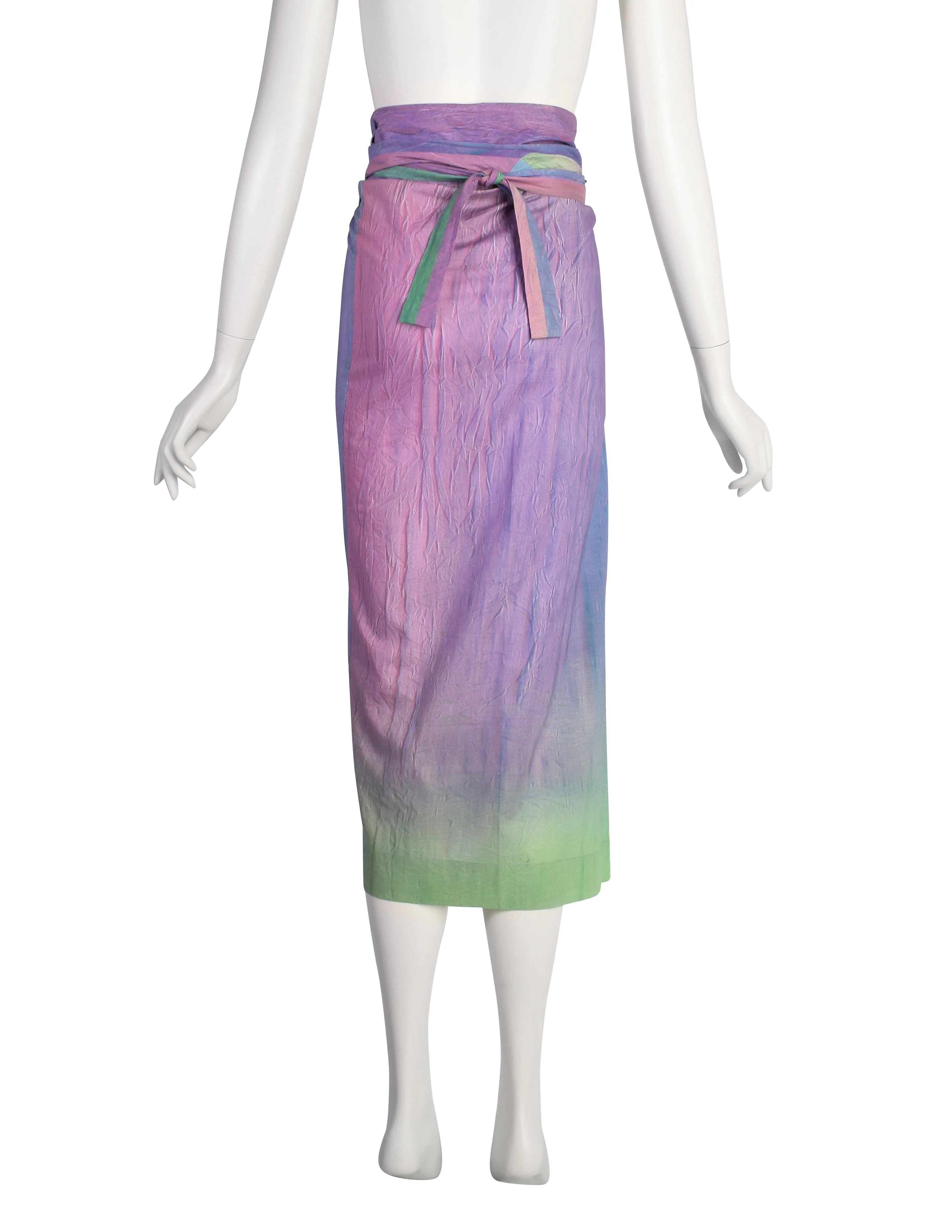 Issey Miyake Vintage Pastel Gradient Airy Cotton Wrap Skirt