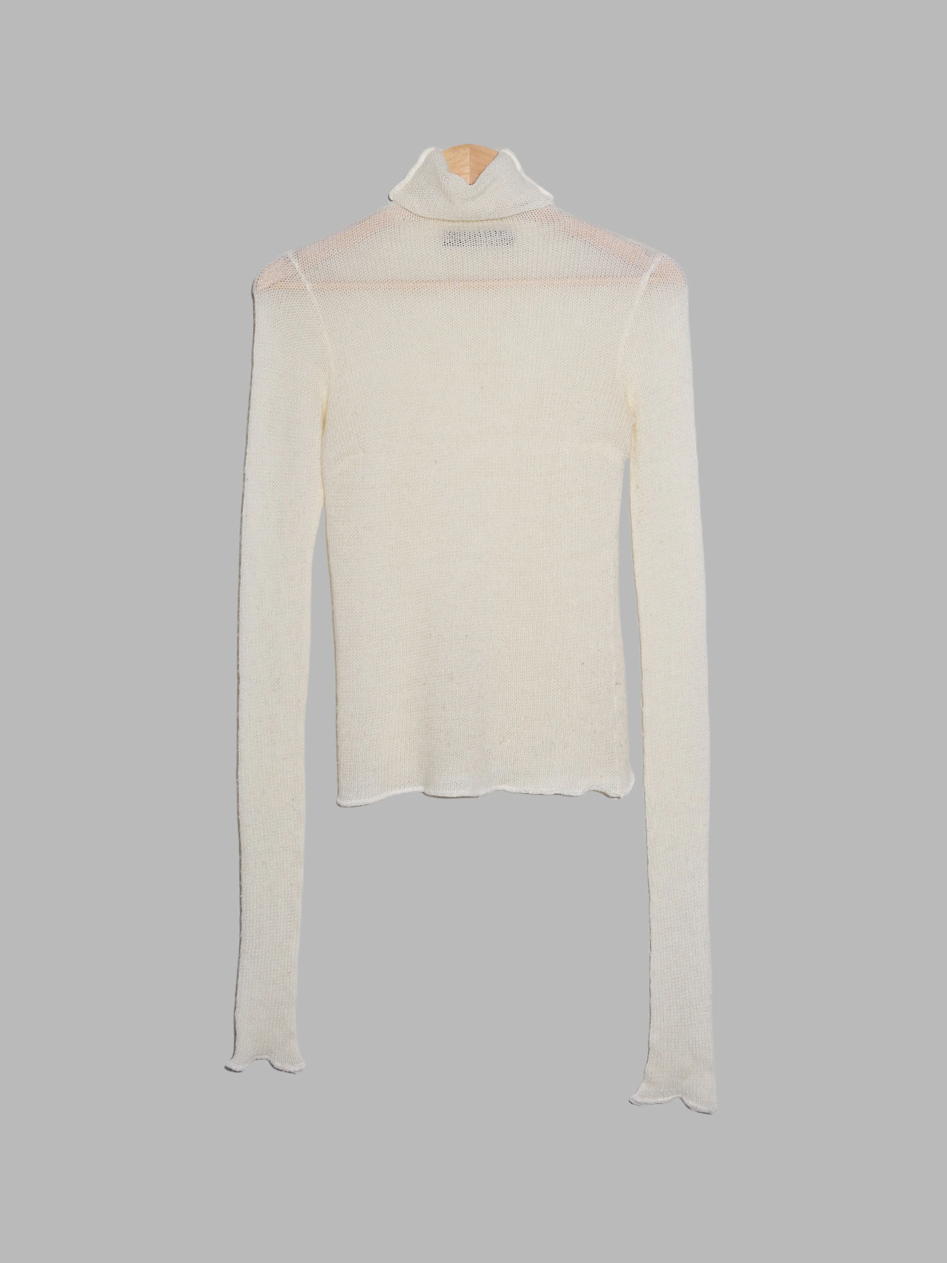 Jean Colonna cream loose knit turtleneck with extra long sleeves