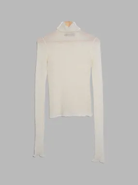 Jean Colonna cream loose knit turtleneck with extra long sleeves