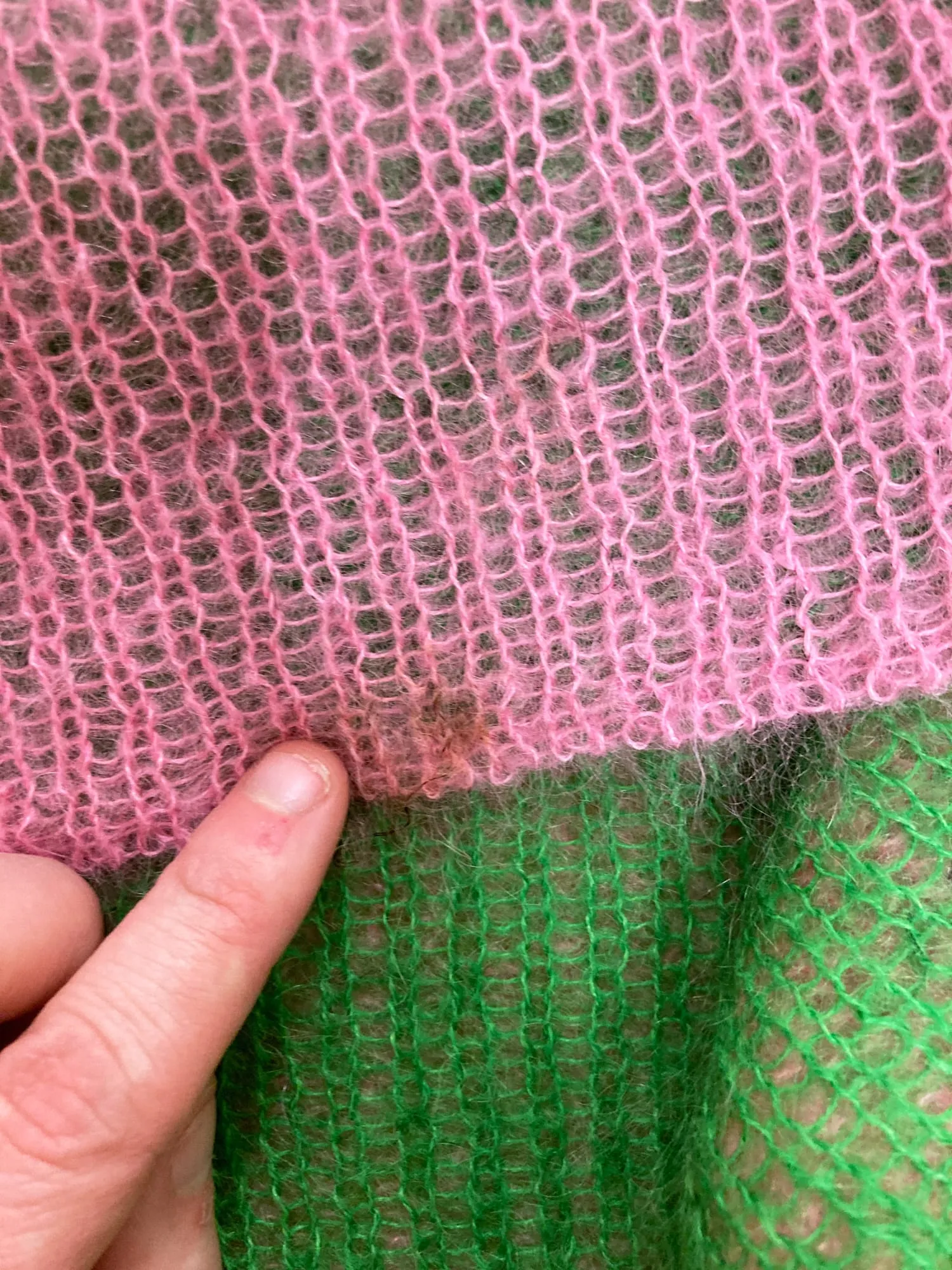 Junya Watanabe Comme des Garcons 1999 pink green reversible turtleneck - XS