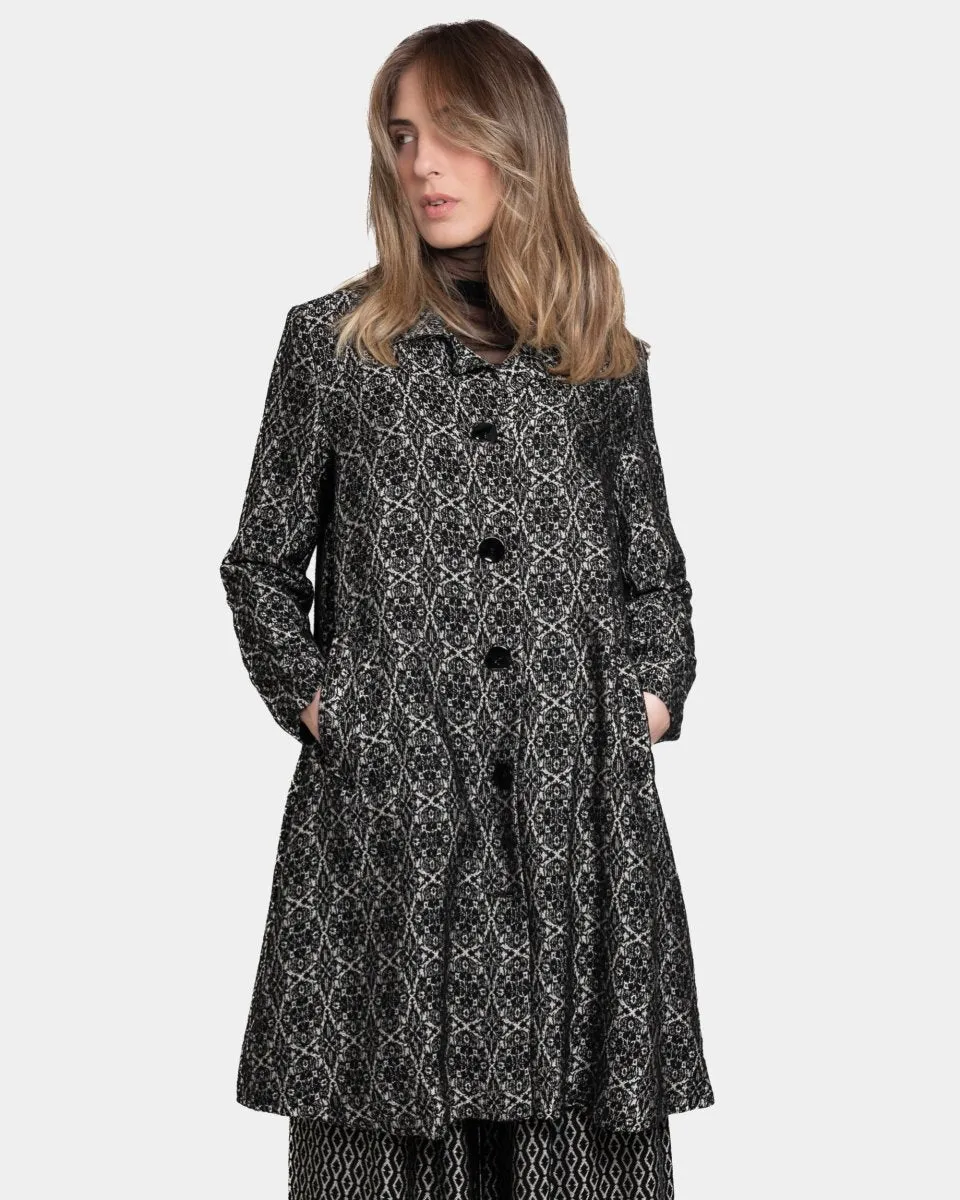 Kaleidoscope Print Button Up Overcoat