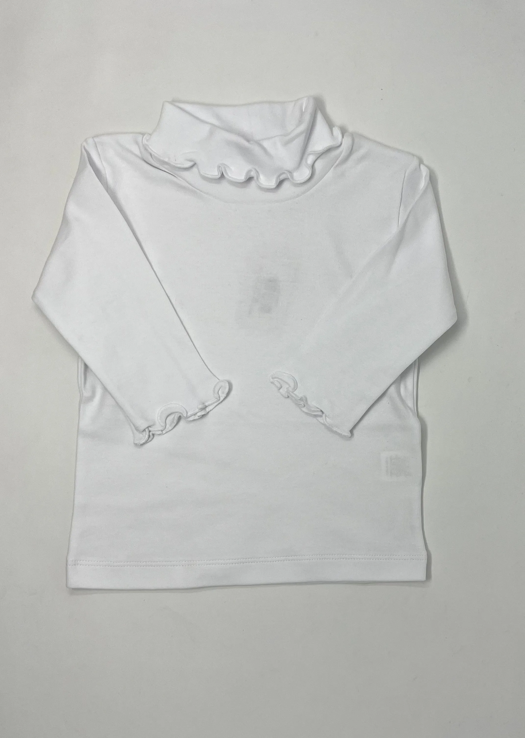 Knit Interlock Lettuce Edge Turtleneck - White