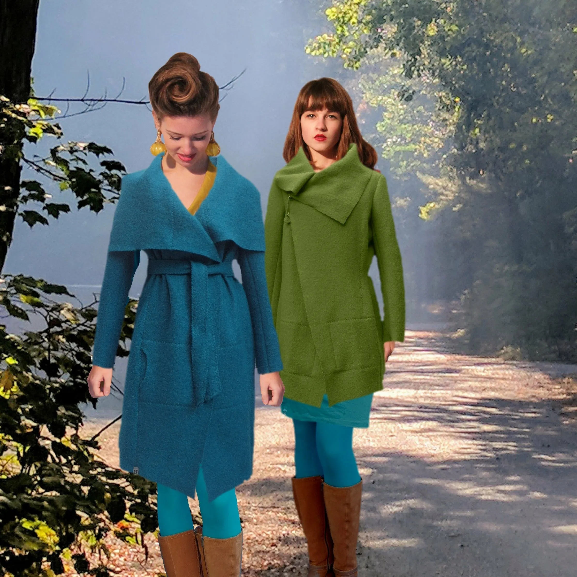 Lange wollen vest-jas van gekookte wol / jacket made of boiled wool