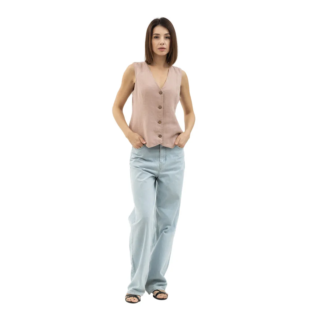 Linen Vest - Dusty Rose - Stonewashed - Meduim Thick Linen