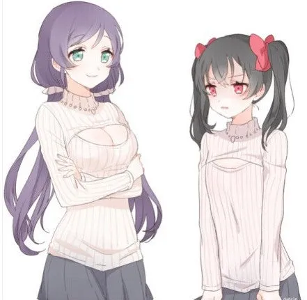 love live turtleneck knitted open chest sweater cosplay
