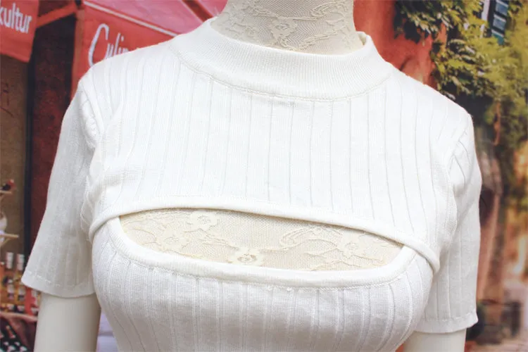 love live turtleneck knitted open chest sweater cosplay