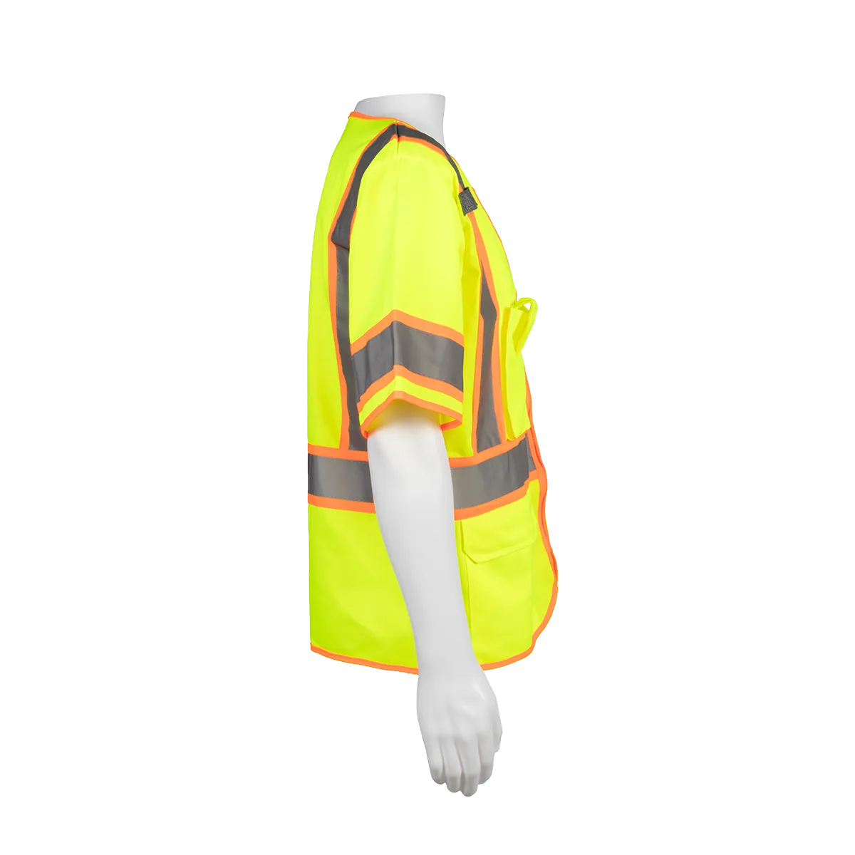 LV3-CB1 LIME SOLID ORANGE CONTRAST ANSI Class 3 Two Tone DOT Surveyors Safety Vest, Deluxe