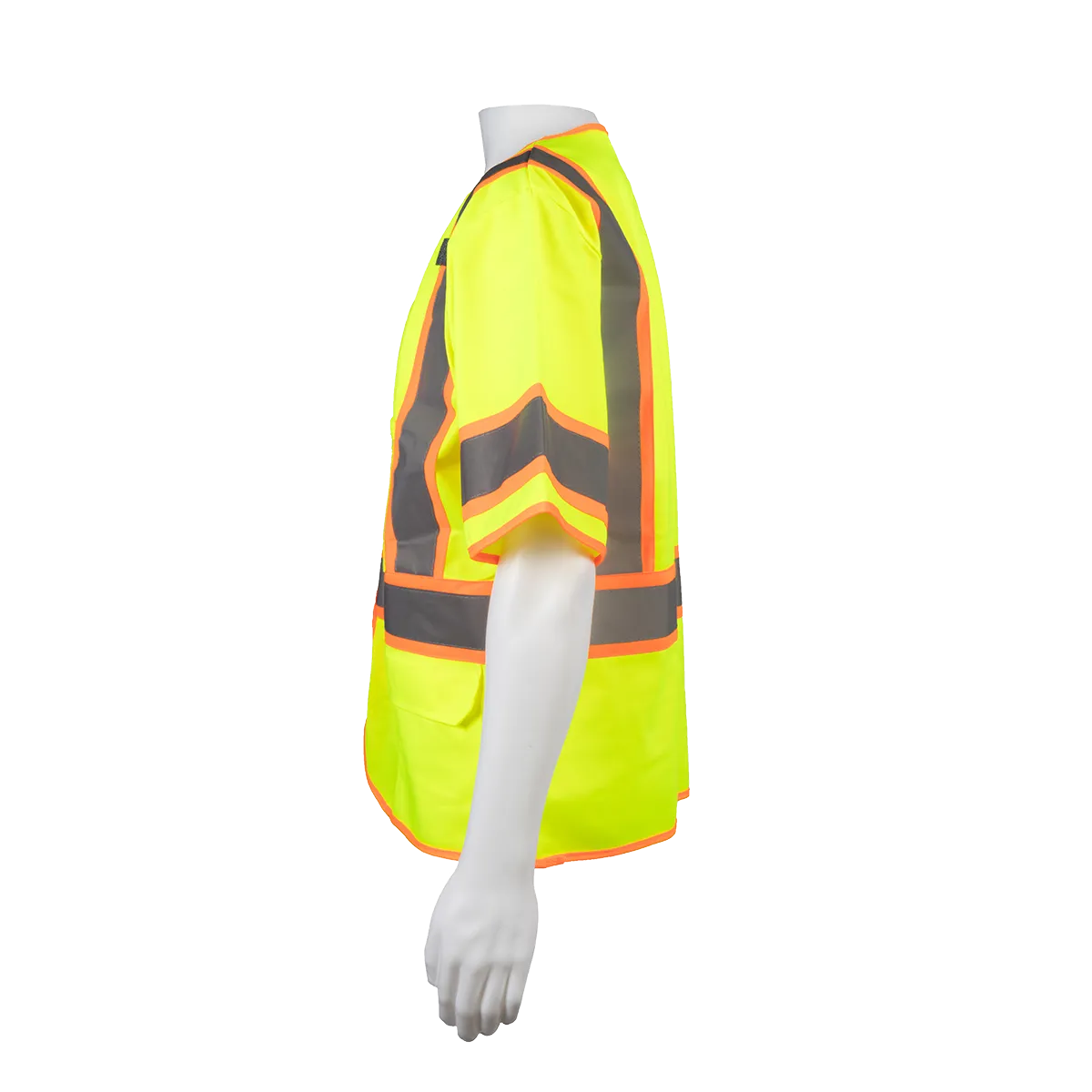 LV3-CB1 LIME SOLID ORANGE CONTRAST ANSI Class 3 Two Tone DOT Surveyors Safety Vest, Deluxe