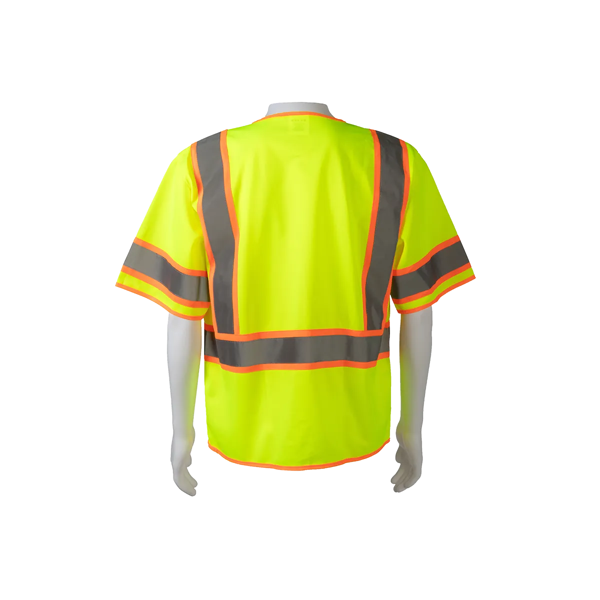 LV3-CB1 LIME SOLID ORANGE CONTRAST ANSI Class 3 Two Tone DOT Surveyors Safety Vest, Deluxe