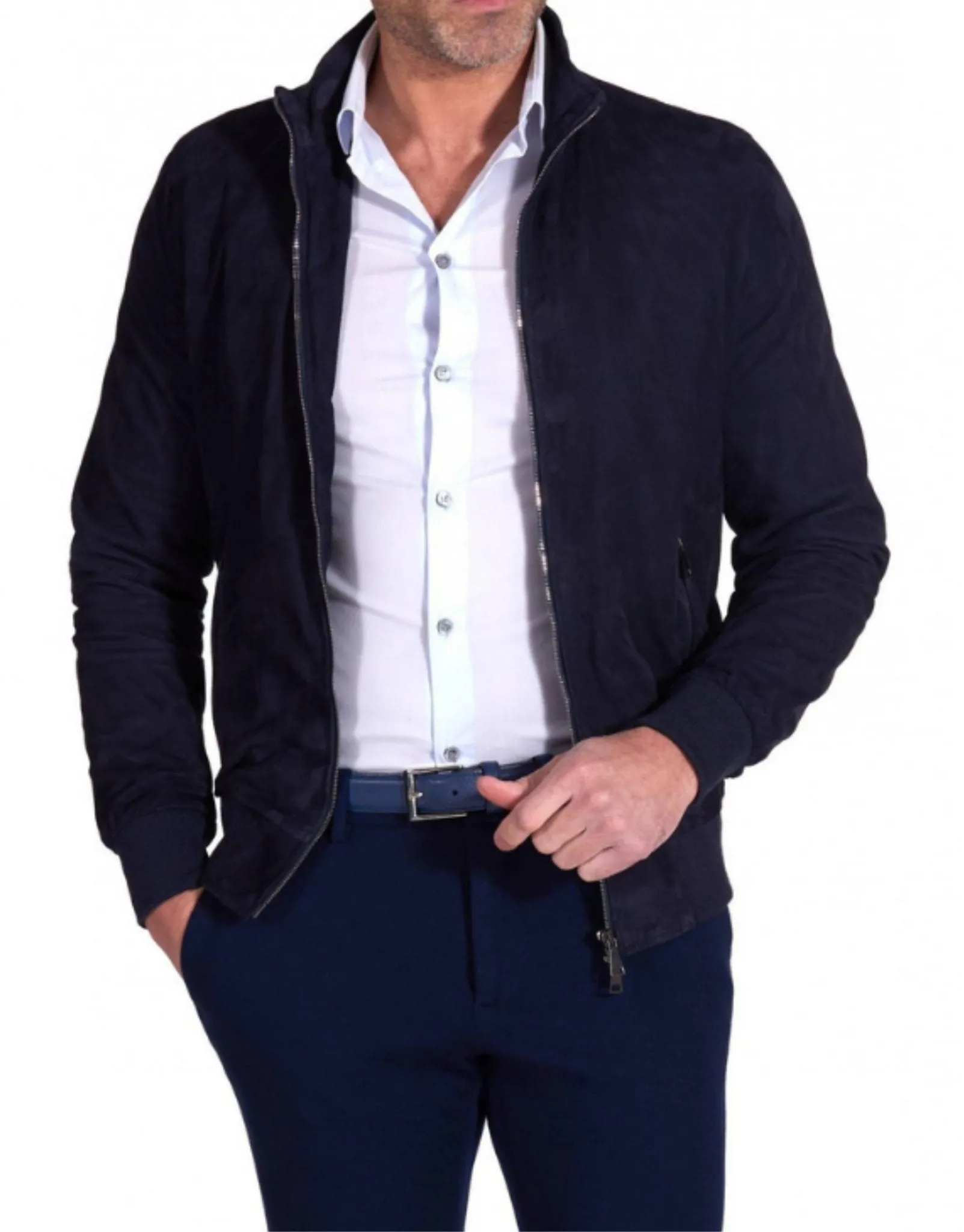 MCKINNON SUEDE LAMB LEATHER JACKET NAVY