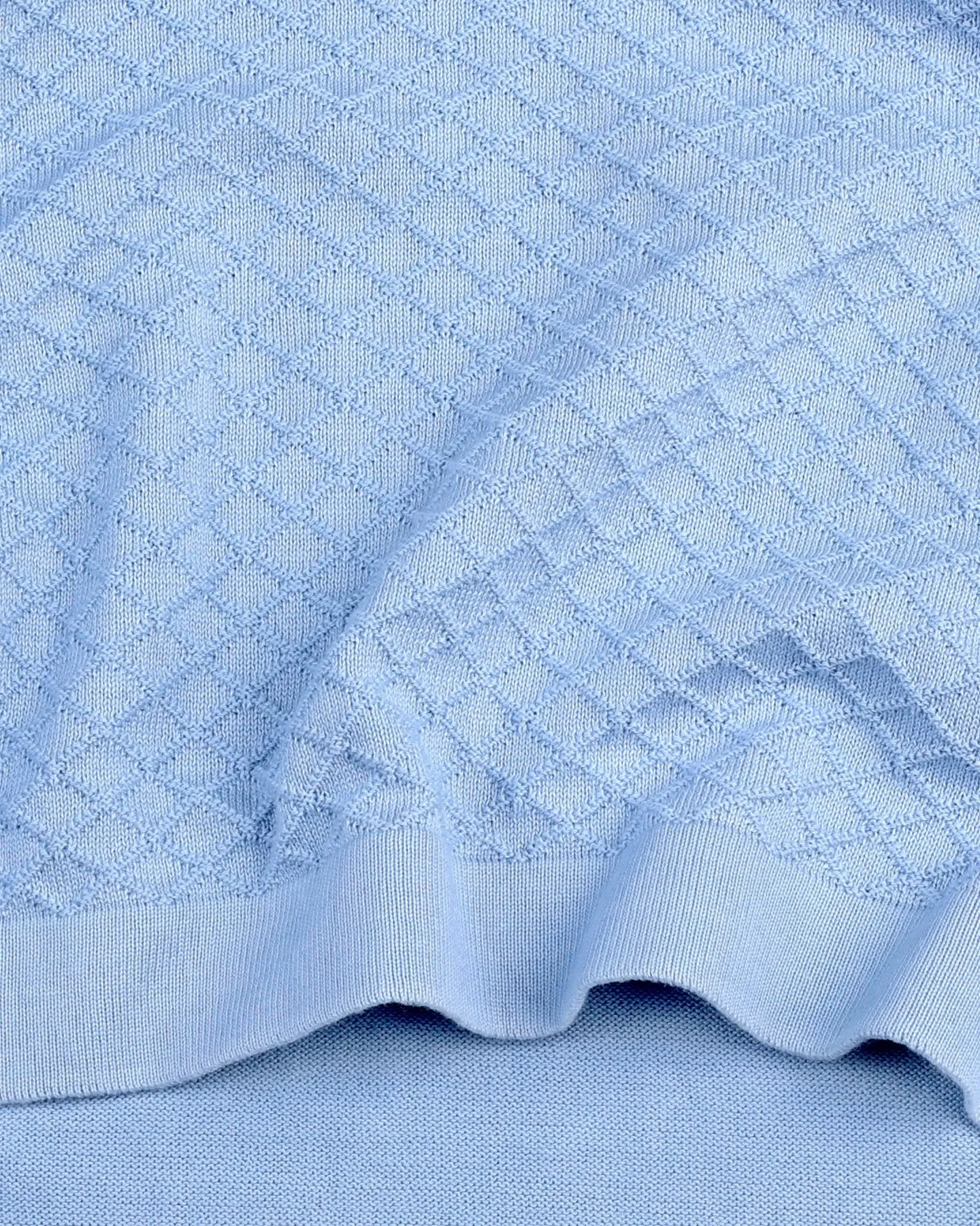 Merine SkyBlue Knitted Cotton Polo T-Shirt